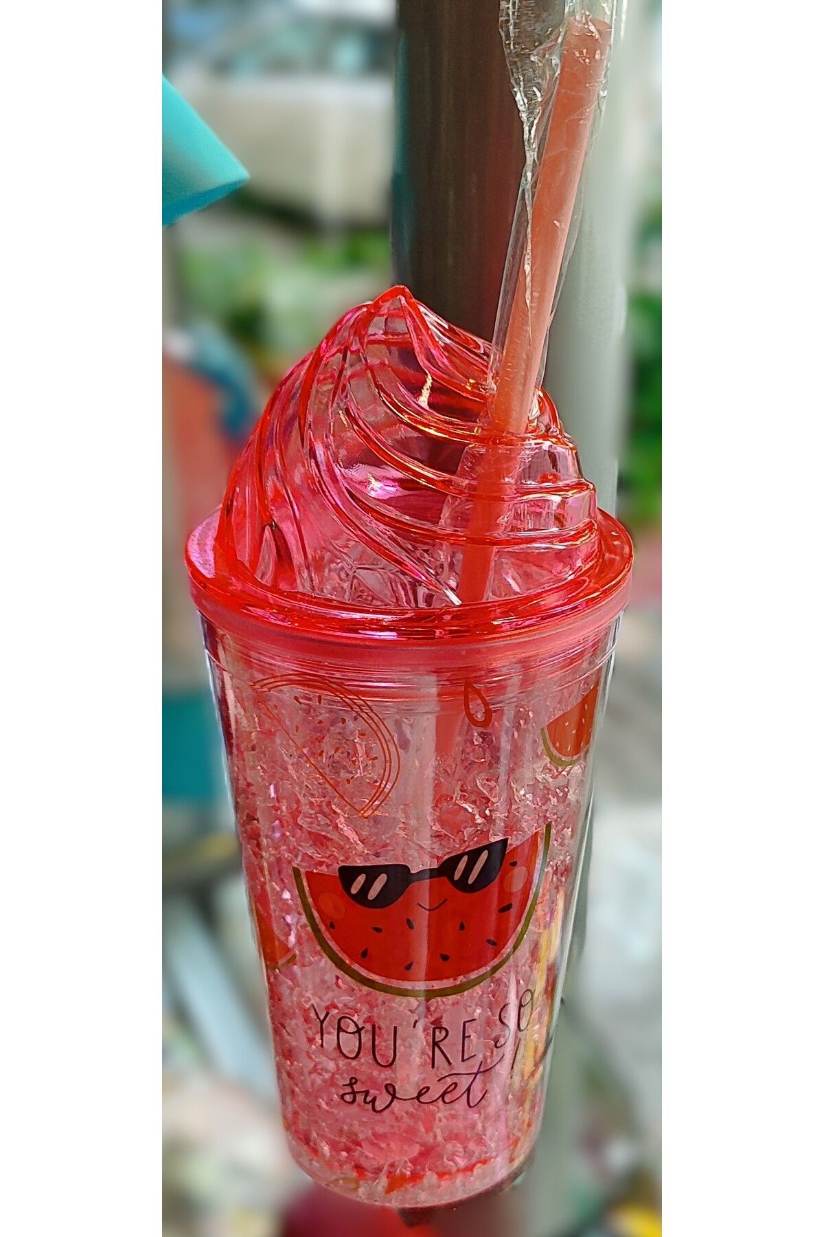 ada çanta kırtasiye Figürlü süslü kapaklı pipetli plastik bardak 470ml