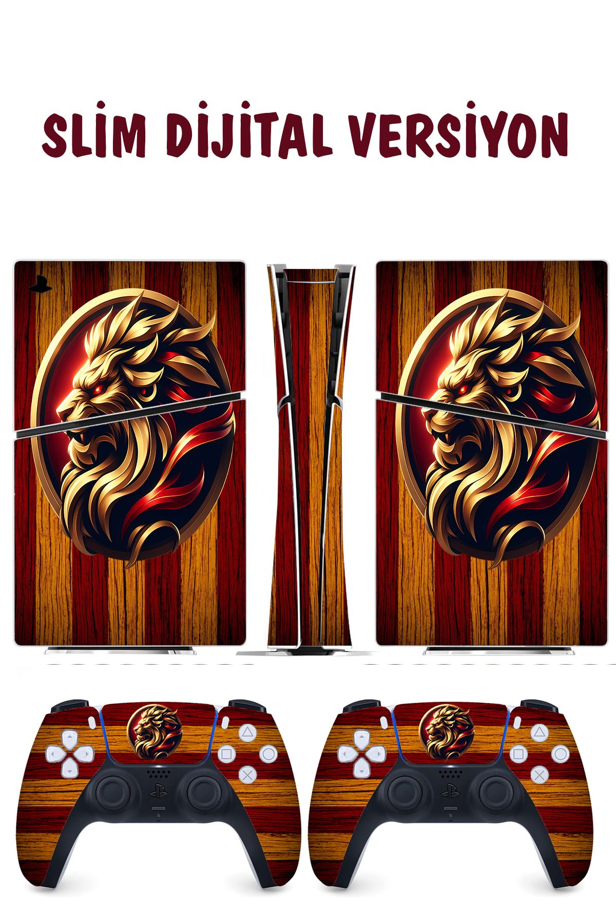 KT Decor Sarı Kırmızı Aslan Playstation 5 Full Sticker Kaplama Seti