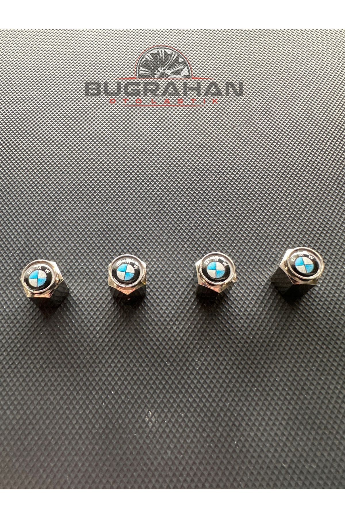 SerenityHaven BMW Logolu Sibop Kapağı Tüm Araçlara Uyumlu A Kalite Alüminyum Sibop Kapağı 4 Adet