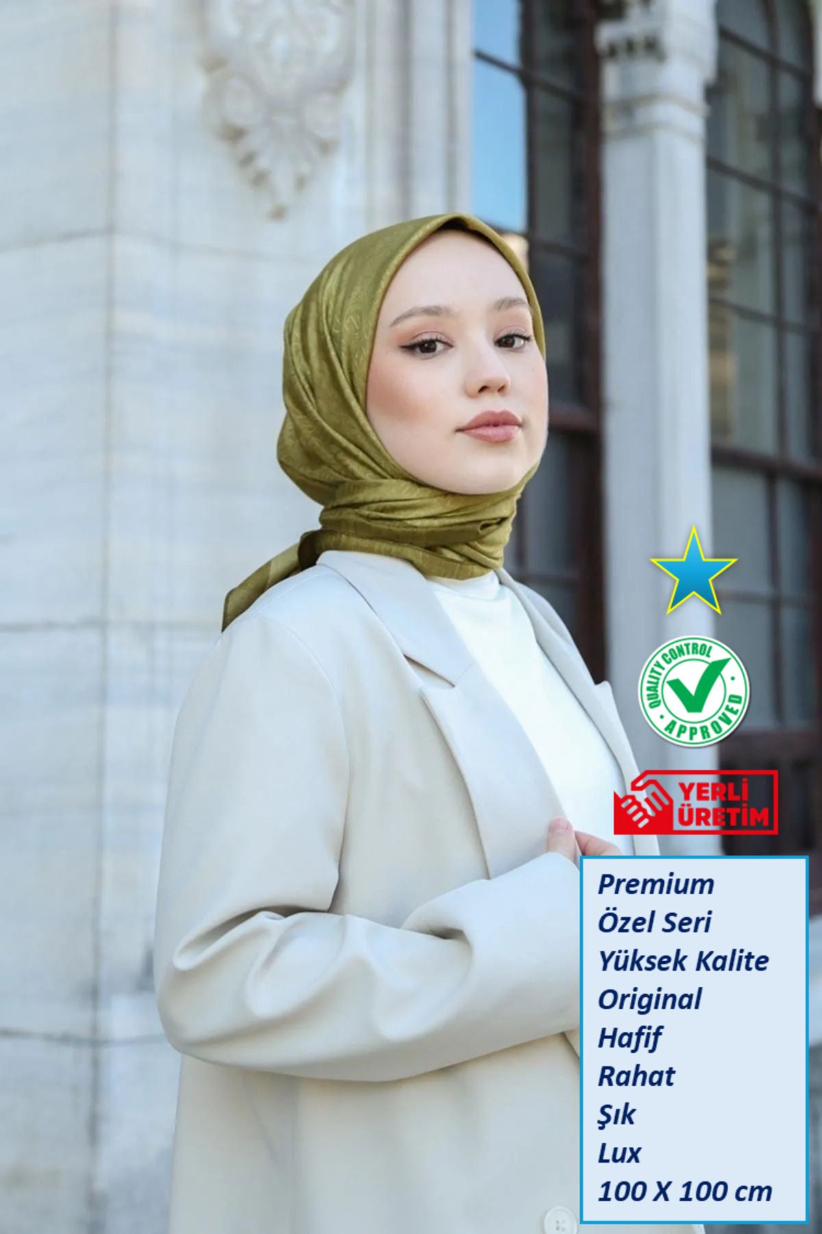 Hint İpek Eşarp - Premium Lux Original Monogram Eşarp (İpek Vual, Yüksek Kalite, Hafifi, Rahat, Şık, Scarf)
