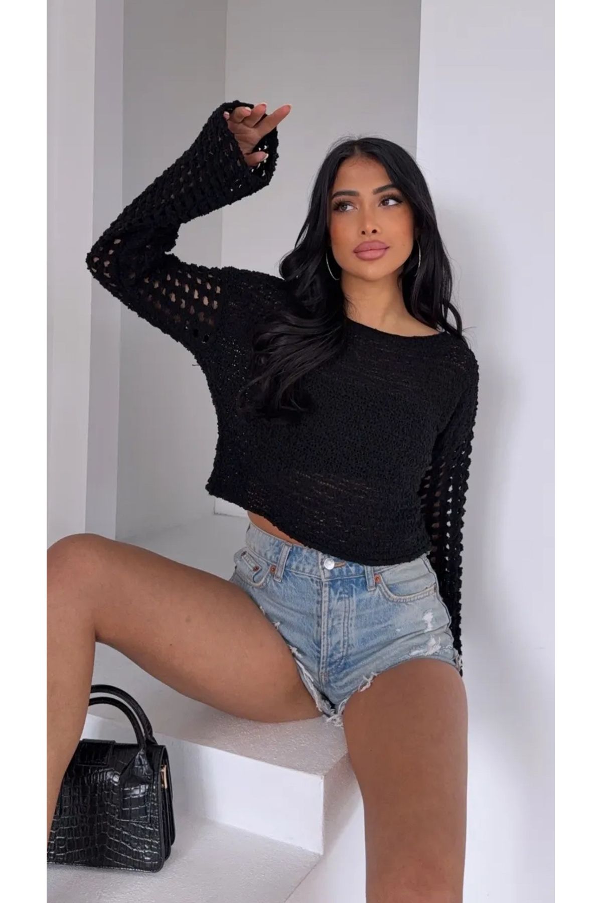Noi Belis Kayık Yaka Ajurlu/Delikli İnce Yazlık Bluz SS25BZ0018