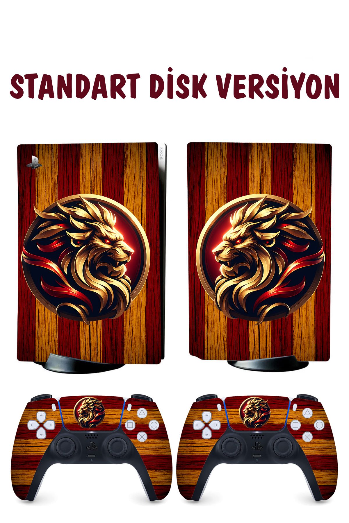 KT Decor Sarı Kırmızı Aslan Playstation 5 Full Sticker Kaplama Seti