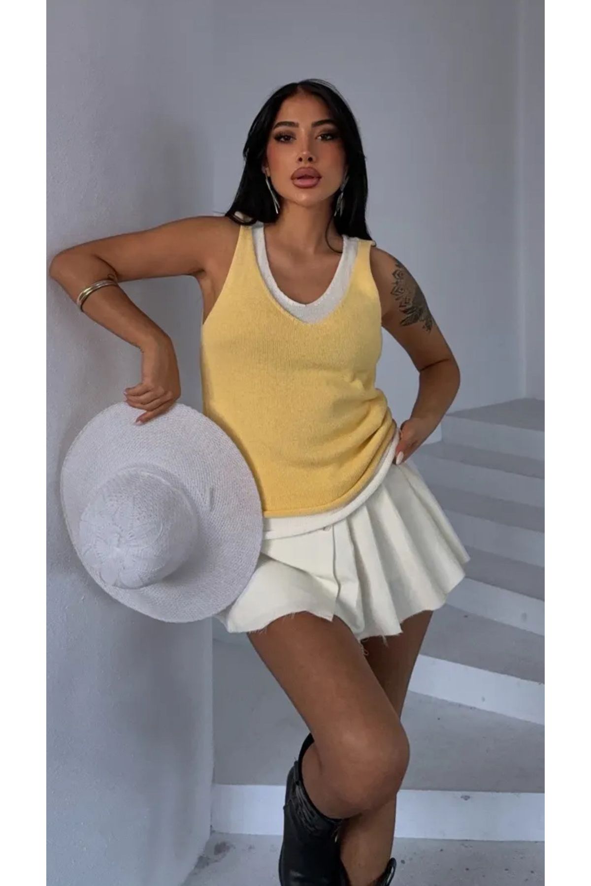 Noi Belis İki Parça V Yaka Askılı İnce Yazlık Bluz SS25BZ0015