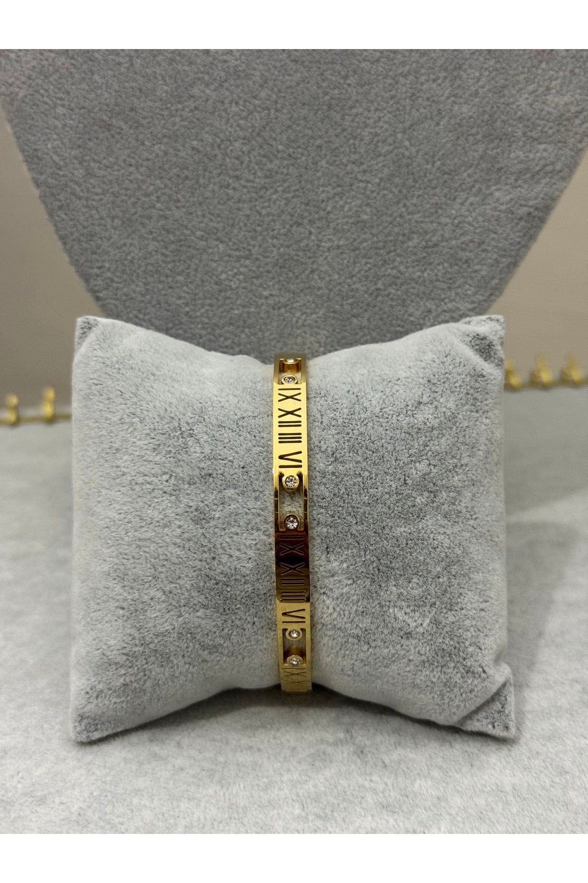 XUPING JEWELRY 18K roma rakamlı taşlı gold bilezik paslanmaz kararmaz