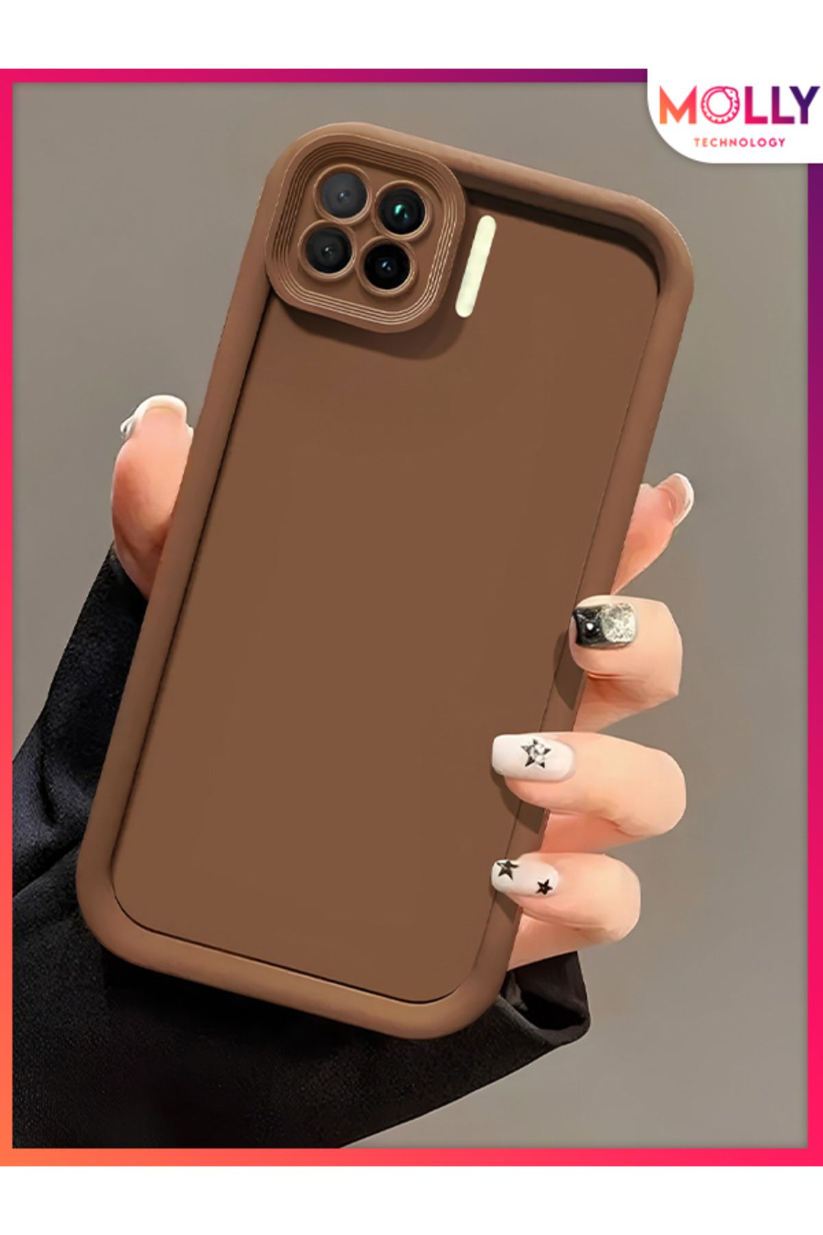 Molly Oppo RENO 4 LİTE İçin Fallow Brown Kenarları Kalın Pan Silikon Kılıf