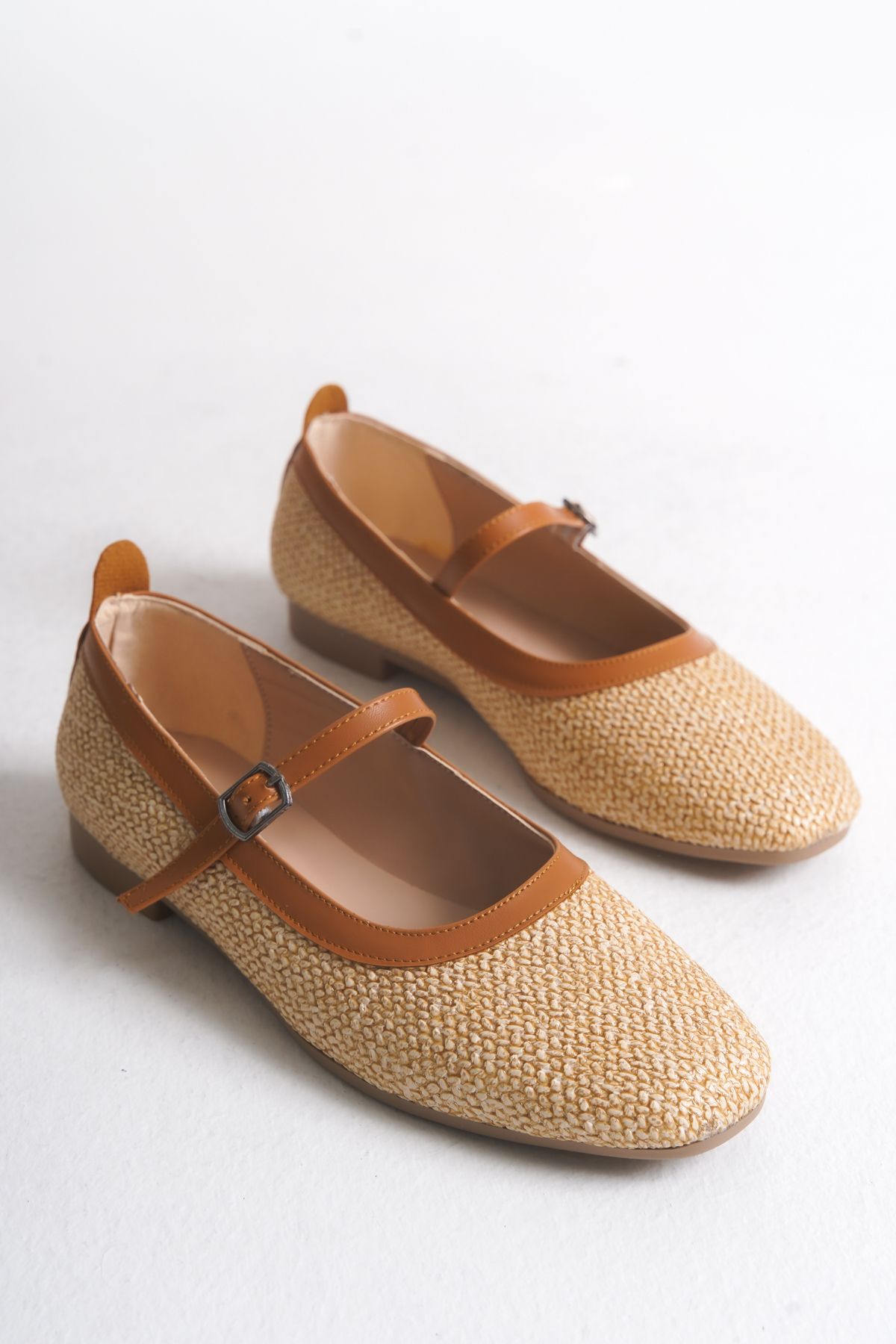 Shoesers Kadın Şık Tasarım Tek Baretli Bantlı Casual / Günlük Hasır Babet Ayakkabı