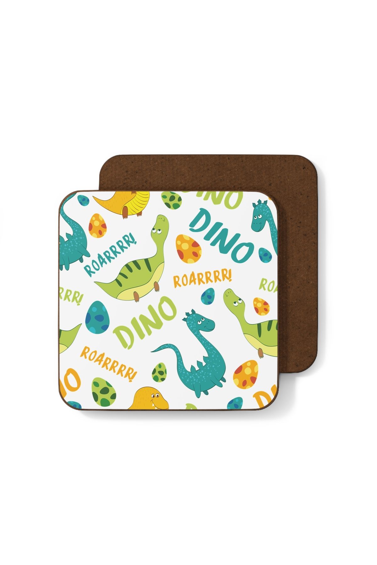 Hilosh Dino Renkli Baskılı Tasarımlı Bardak Altlığı