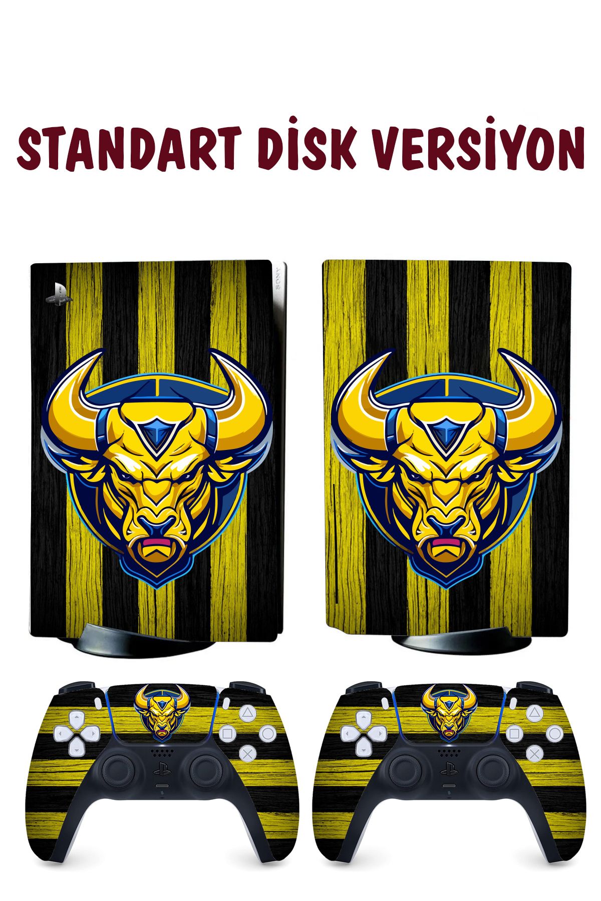 KT Decor Sarı Lacivert Boğa Playstation 5 Full Sticker Kaplama Seti