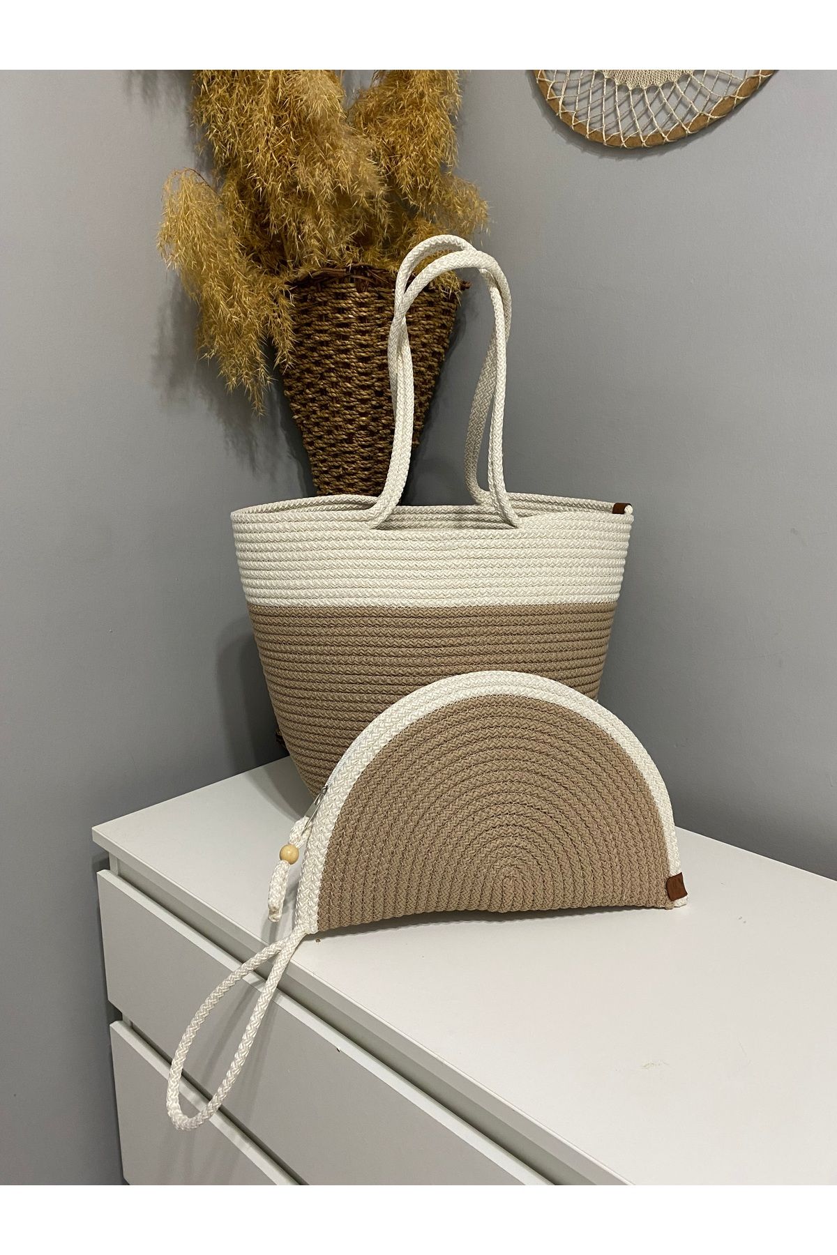 HLS ATÖLYE jüt plaj çantası,jüt çanta,omuz çantası,clutch