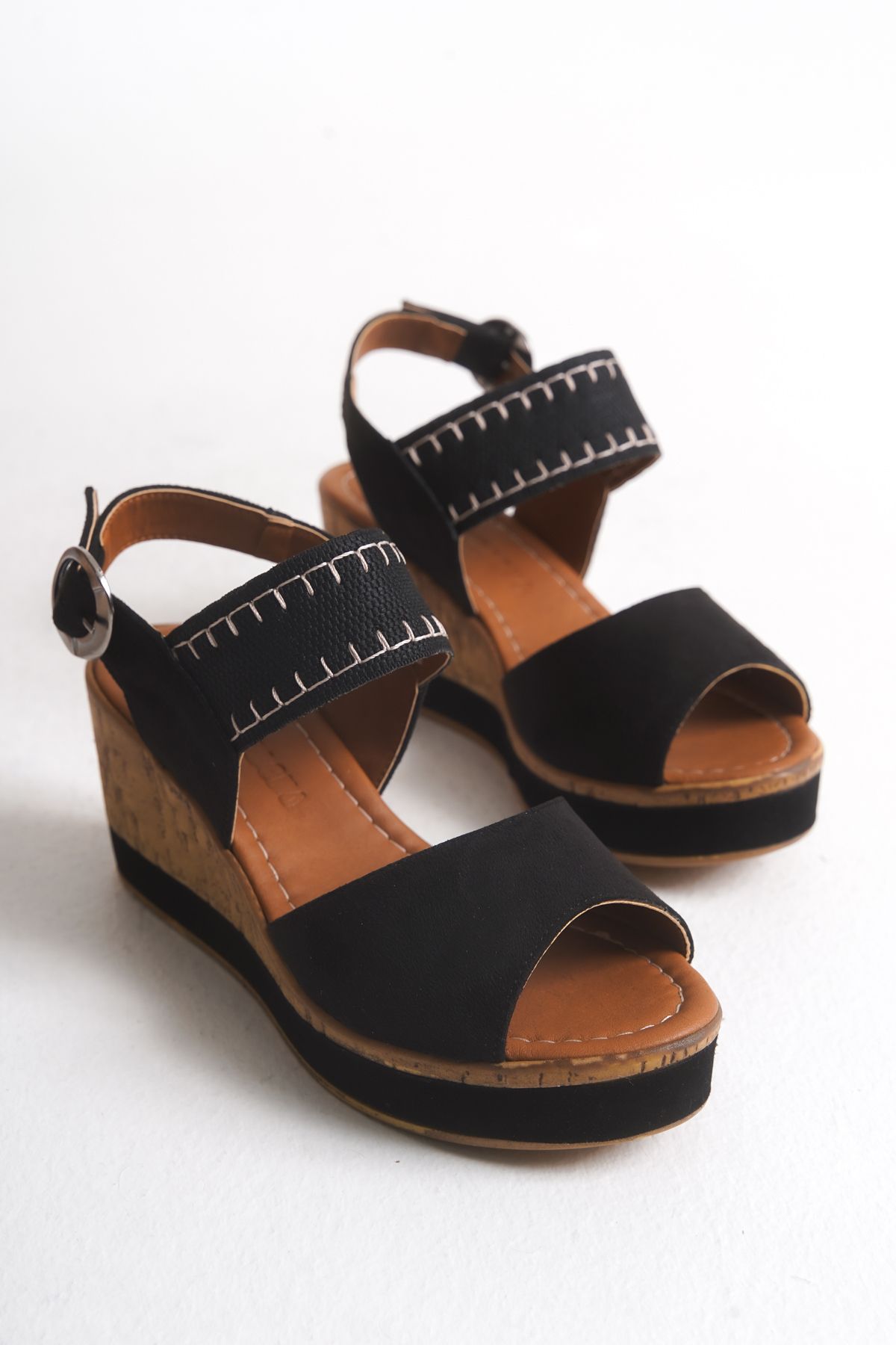 Shoesers Dolgu Topuklu Günlük Ayakkabı, Süet Sandalet