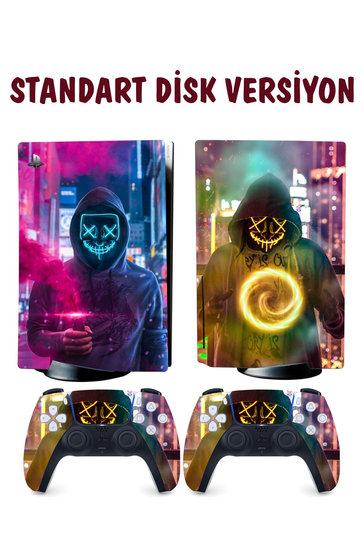 KT Decor Neon Maske Playstation 5 Full Sticker Kaplama Seti