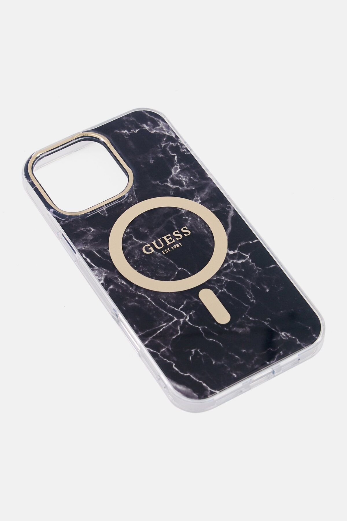 Guess-iPhone 16 Pro Max Marble Print Hard Phone Case, Black 3