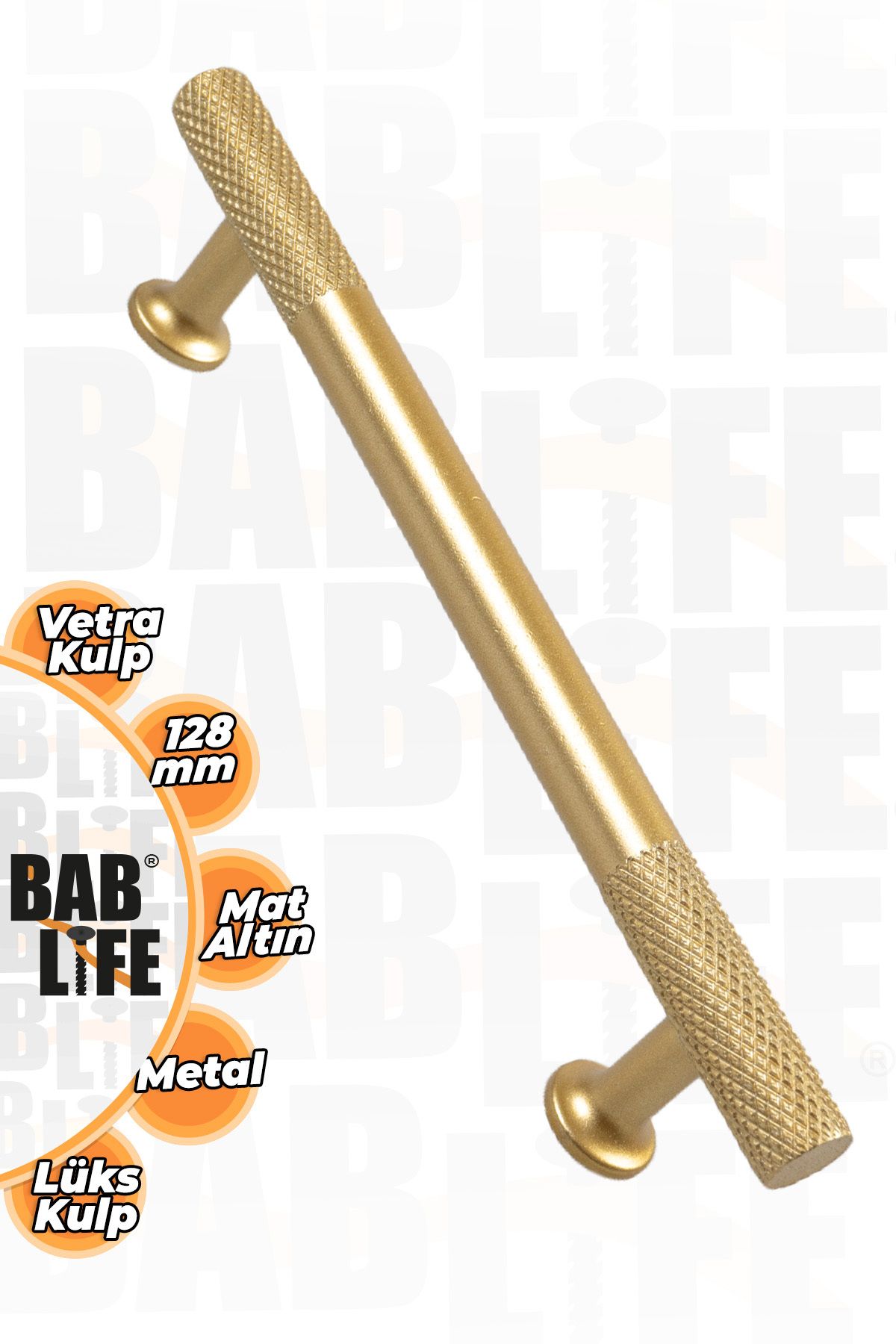 bablife Vetra Mat Altın 128mm Metal Lüks Çekmece Dolap Mobilya Kulpları