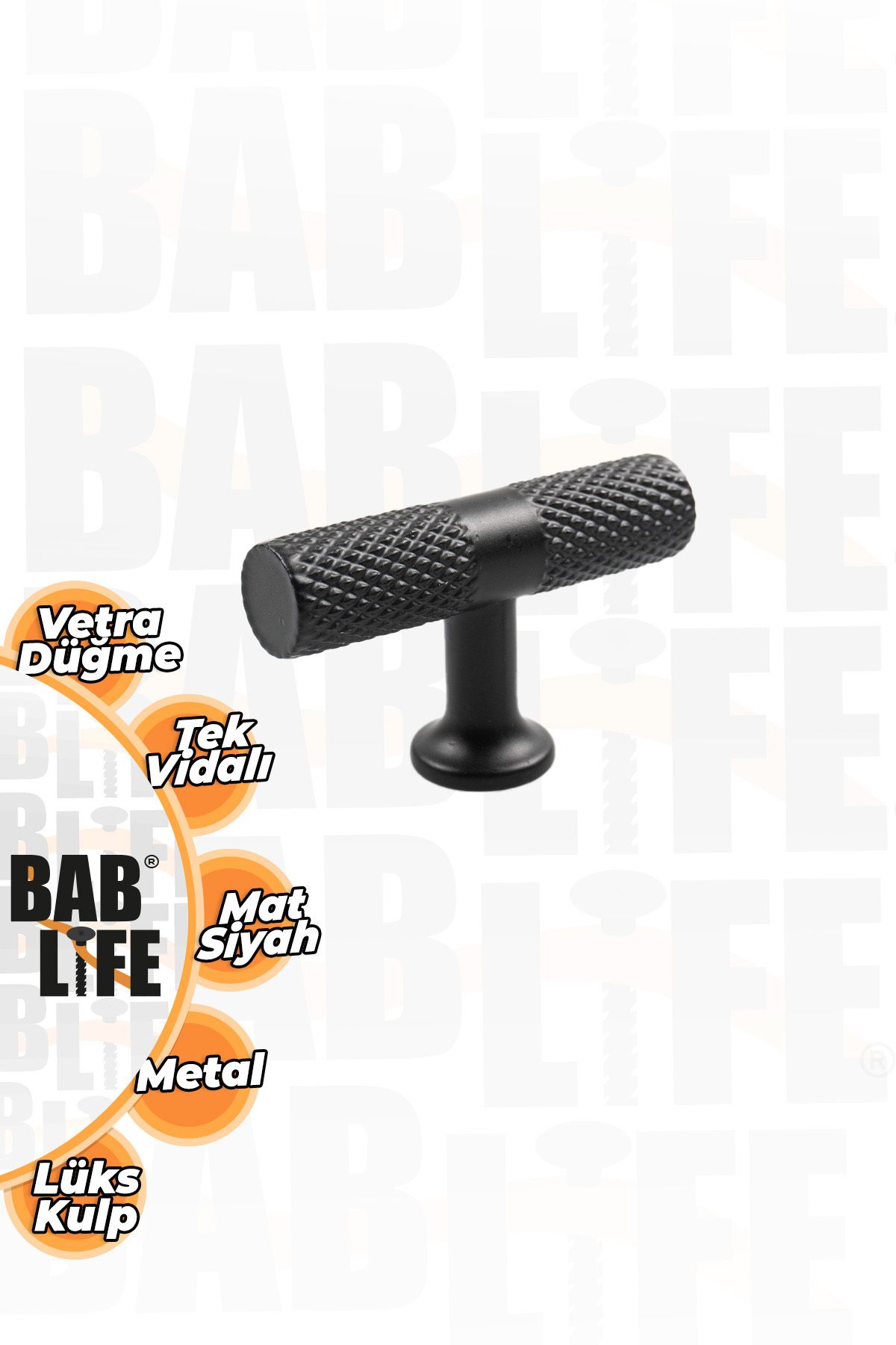 bablife Vetra Düğme Mat Siyah Tek Vidalı Metal Lüks Çekmece Dolap Mobilya Kulpları