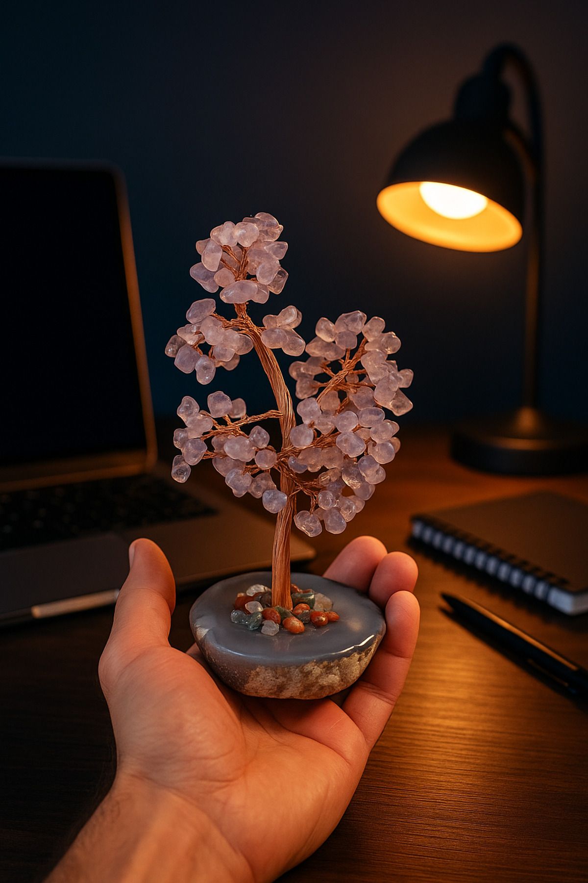 Lumoza Karnelyan Taşlı Şans Ağacı – El Yapımı Dekoratif Bonsai