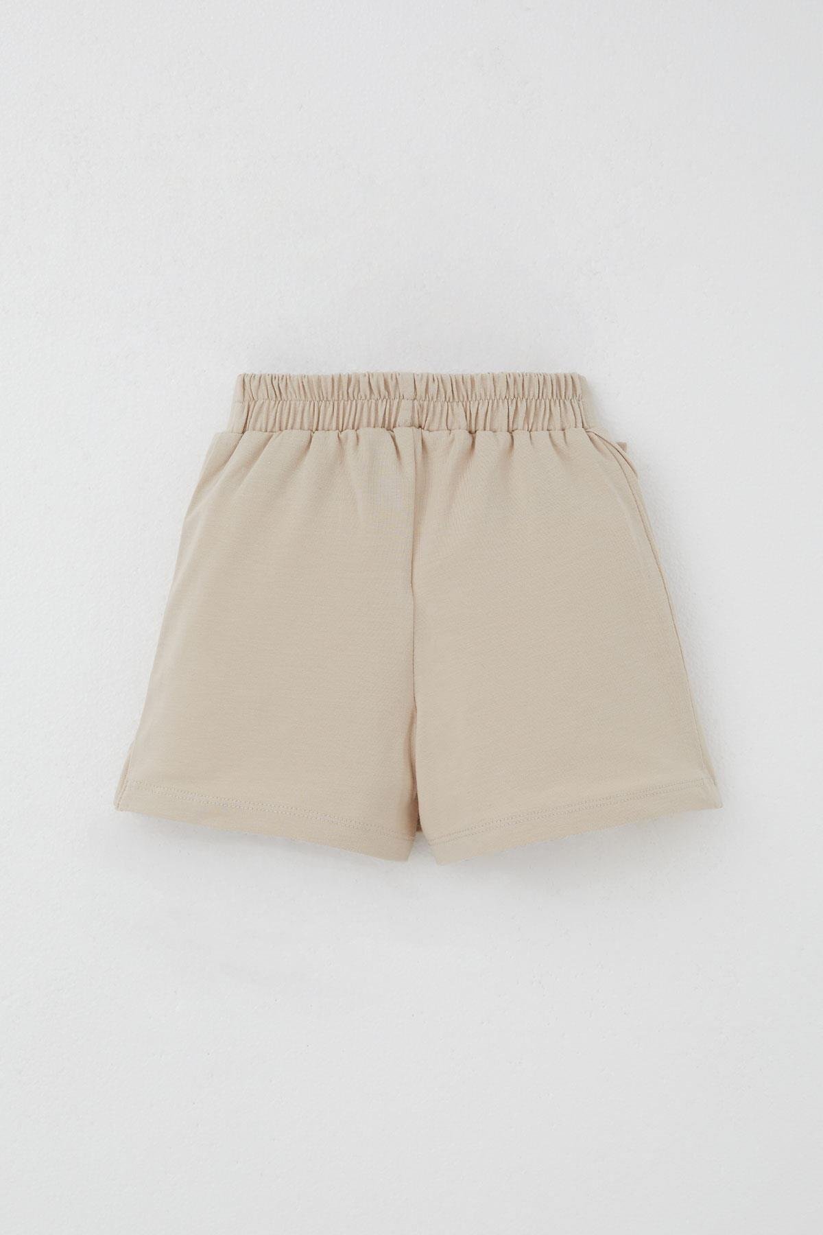 Breeze Kız Çocuk Şort Etek Fiyonk Aksesuarlı Fırfırlı 3-8 Yaş, Bej fotoğrafı 2 (önizleme)