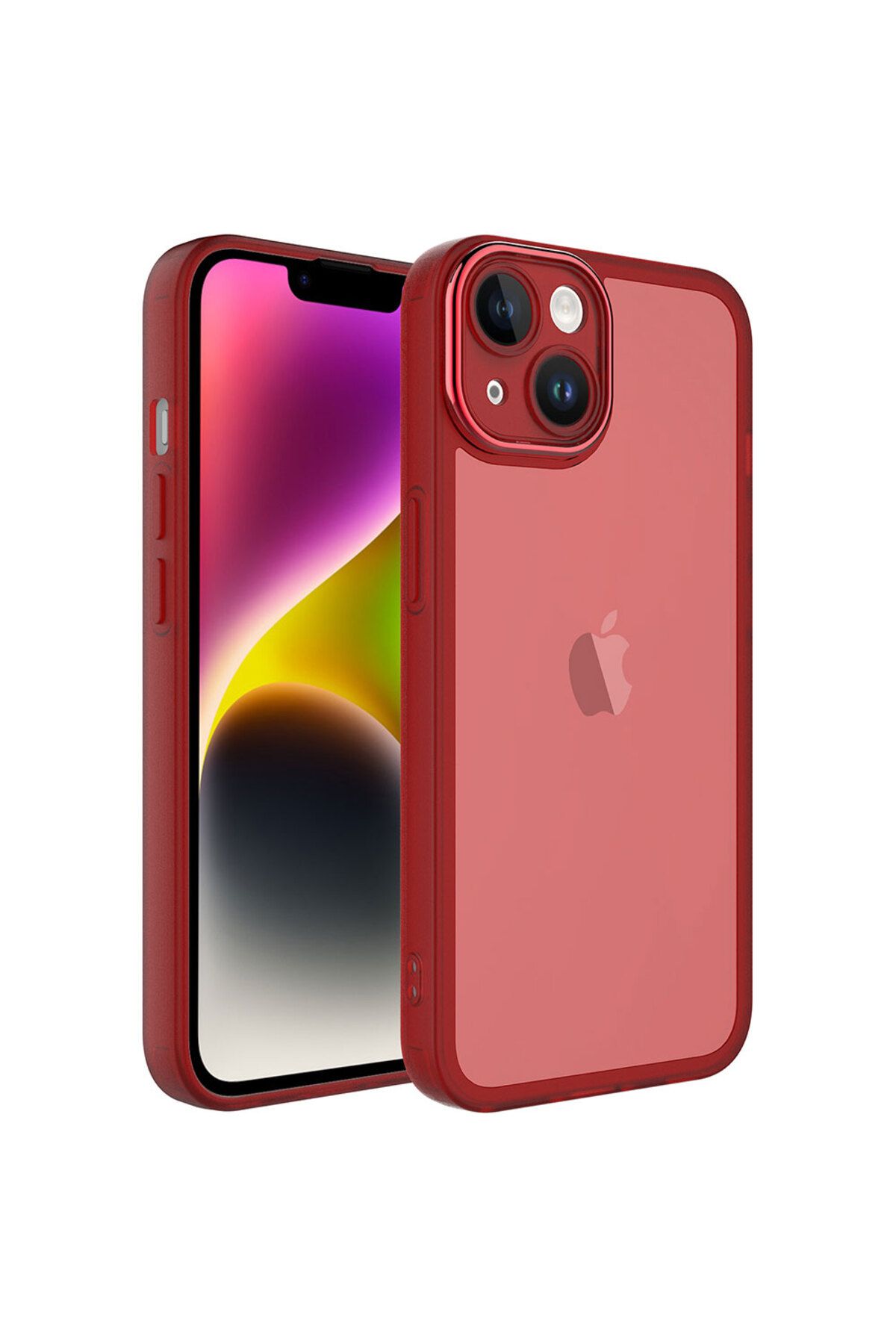 halkhouse İphone 14 Kılıf Kamera Korumalı Transparan Esnek Renkli Silikon Post Kapak