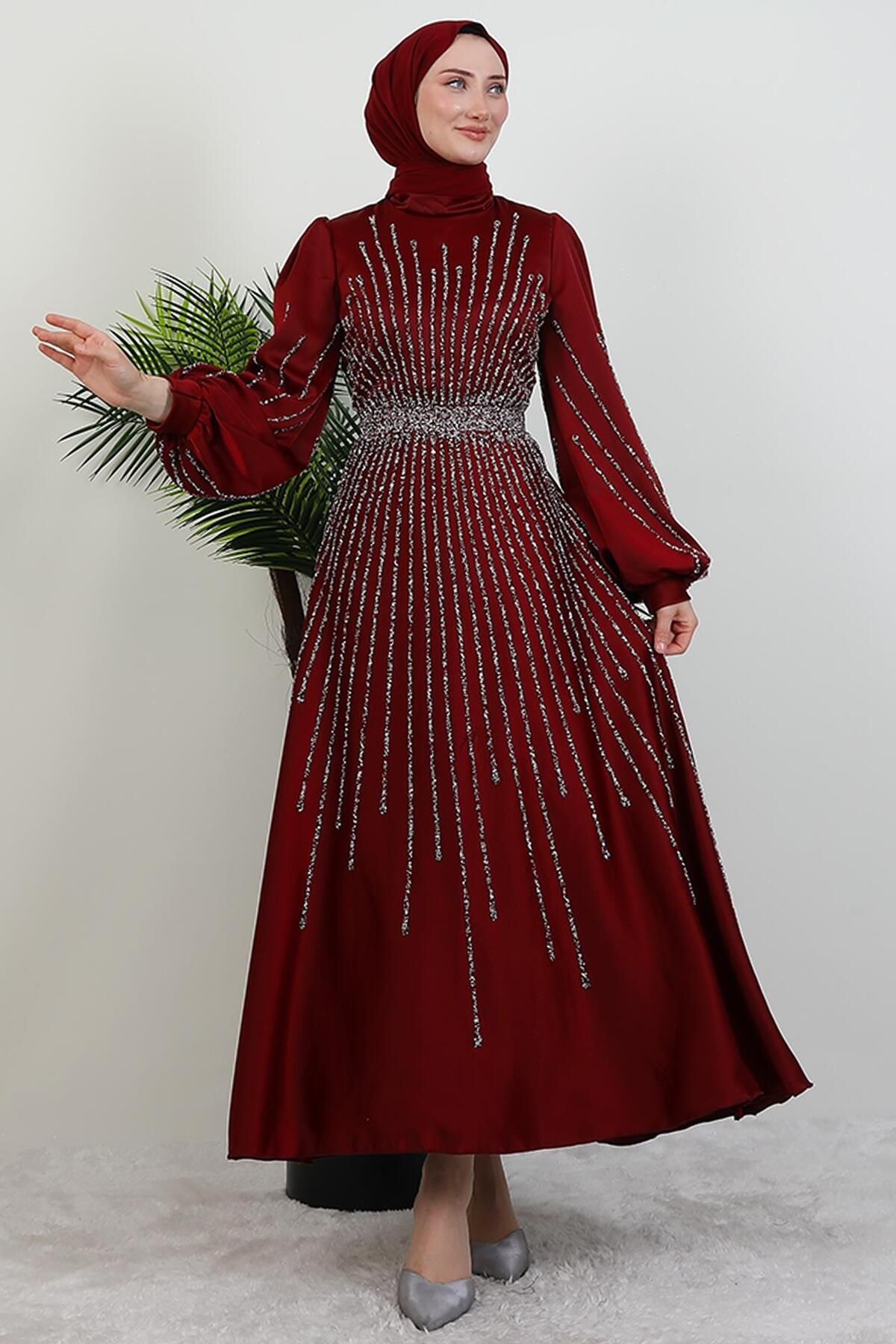 GİYZAMİLA Madame Giyza Abiye Bordo