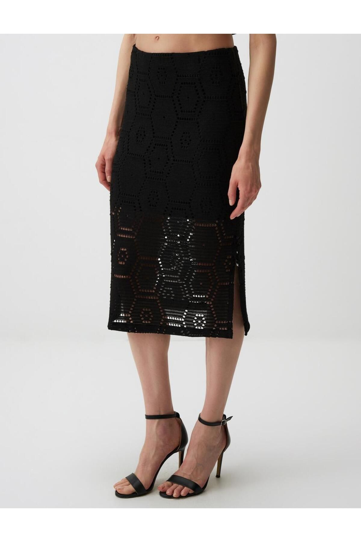 Jimmy Key-Regular Waist Openwork Midi Skirt 3
