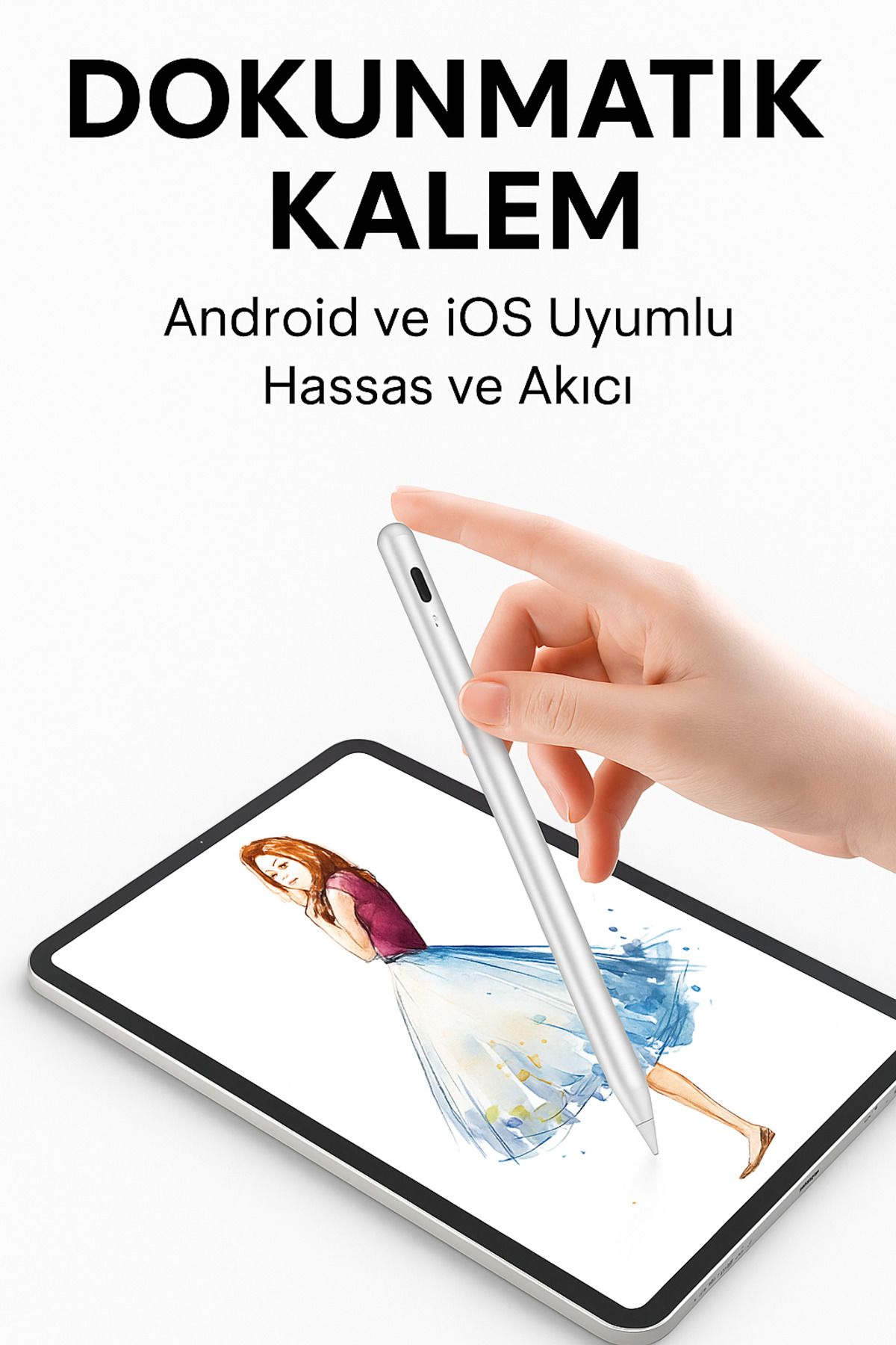 Aragetirsin Dokunmatik Kalem – iOS & Android Uyumlu – Hassas Uç – Şarjlı Stylus