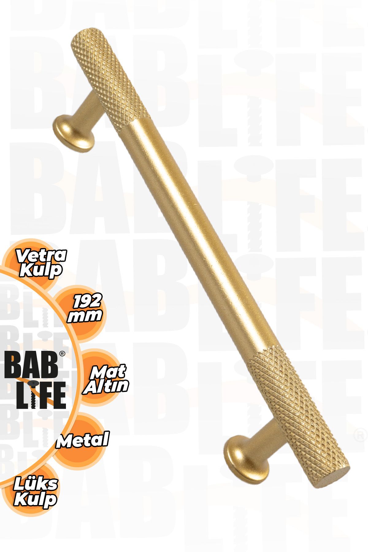 bablife Vetra Mat Altın 192mm Metal Lüks Çekmece Dolap Mobilya Kulpları
