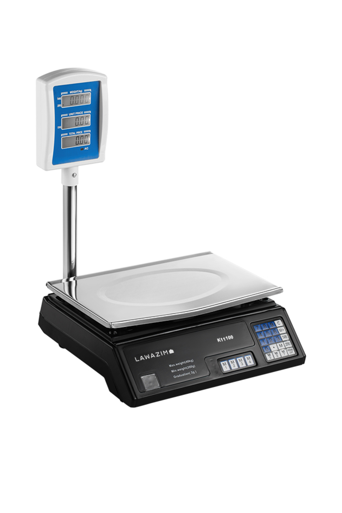 Lawazim-Digital Electronic Weighing Scale - 40kg/2g, LCD Price Computing, Memory Slots & BS Plug 1