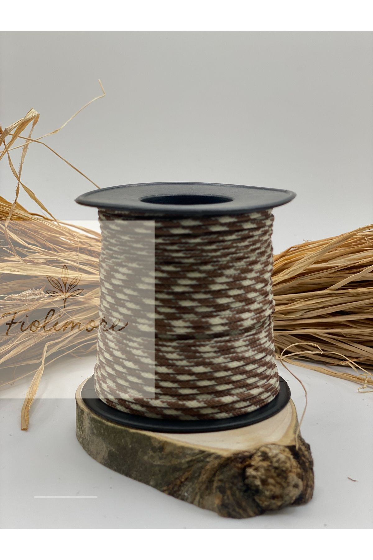 Fiolimore Paracord İp Renkli Krem Kahve 2 mm 45 Metre Takı Bileklik İpi