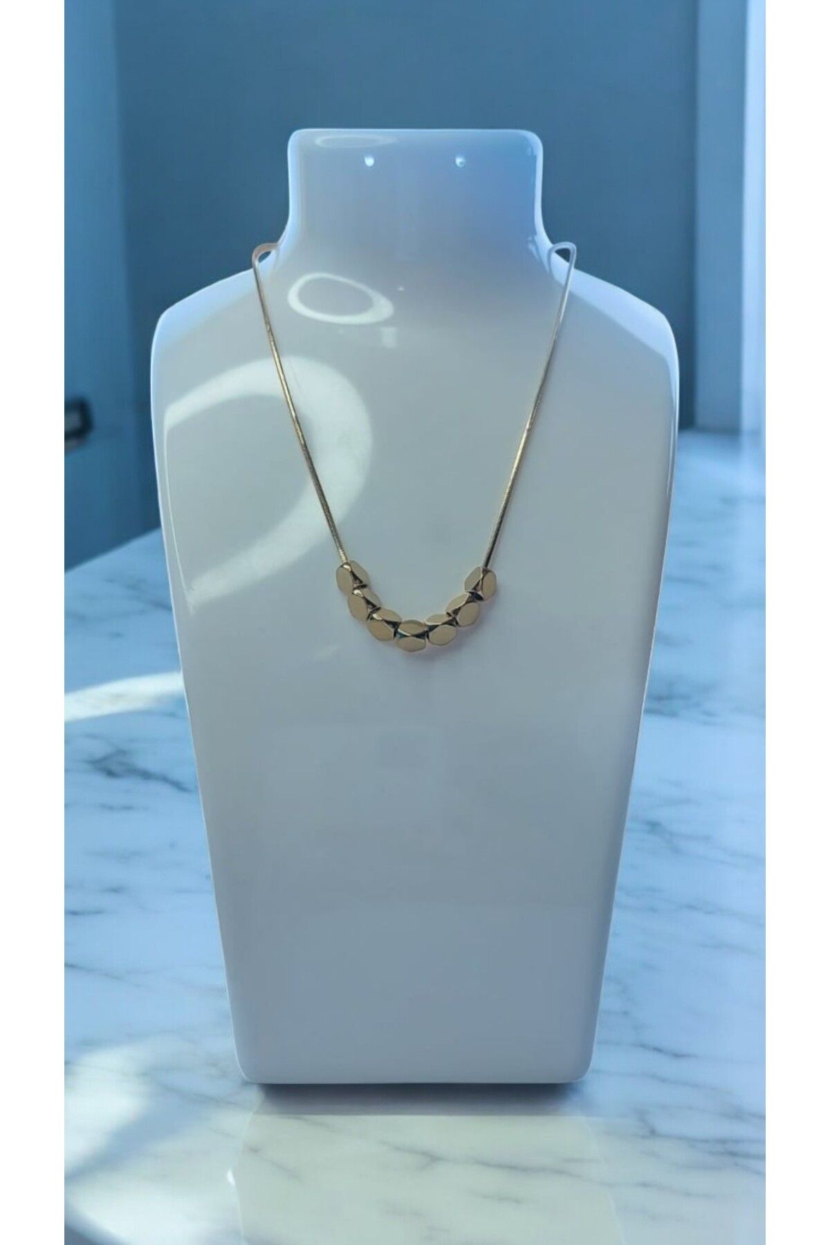 NOVA JEWELLERY Zirkon Taşlı Paslanmaz Çelik Z incir Kolye |STEEL NECKLACE