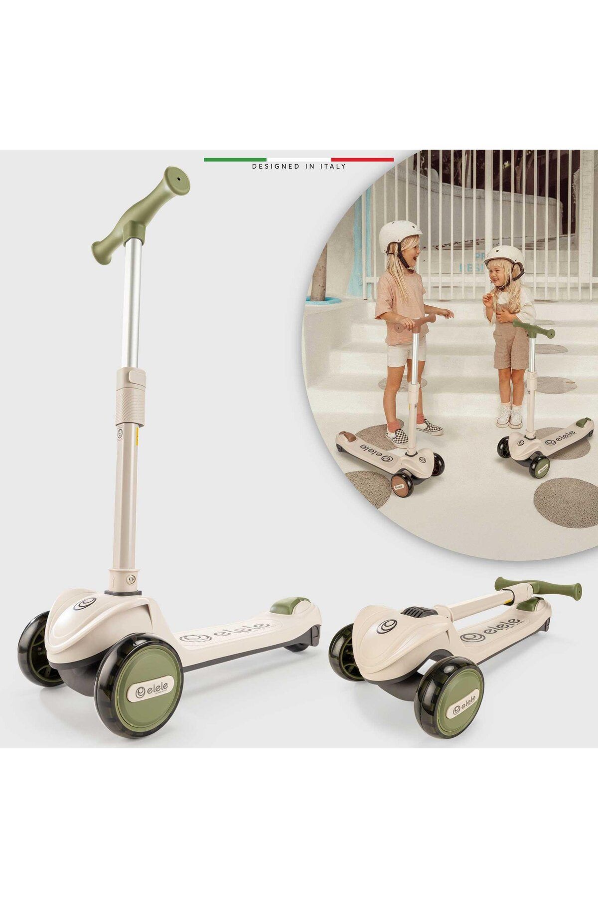 Elele Velocita 3 Tekerlekli Çocuk Scooter Işıklı Yeşil