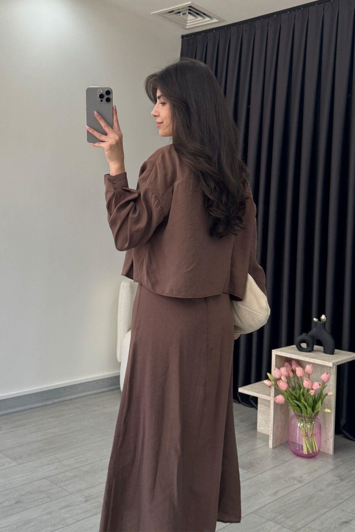 TB Butik Ayarlanabilir Askılı , Modal , Gömlek - Elbise Takım