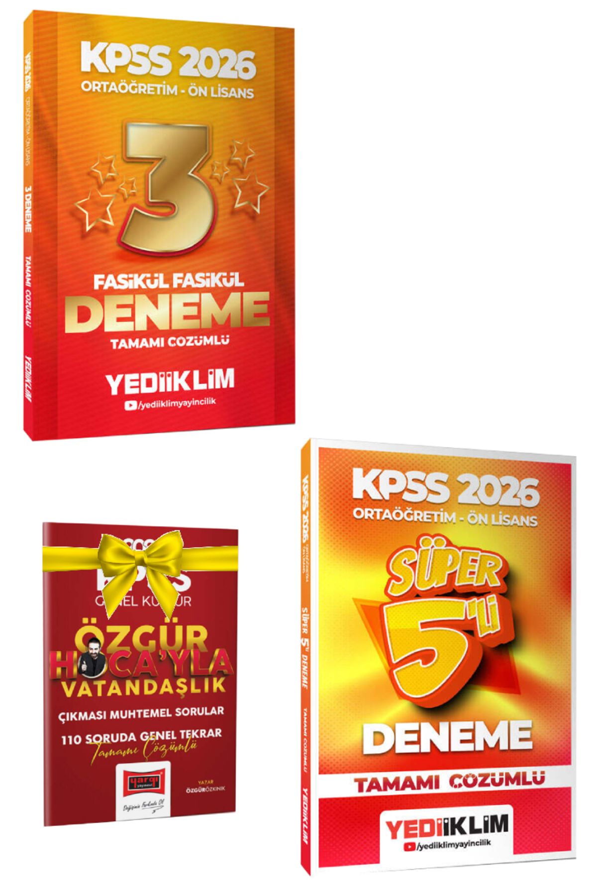 Yediiklim Yayınları 2026 Yediiklim Ortaöğretim Ön Lisans 3 Deneme+Ortaöğretim Ön Lisans 5 Deneme+Hediye