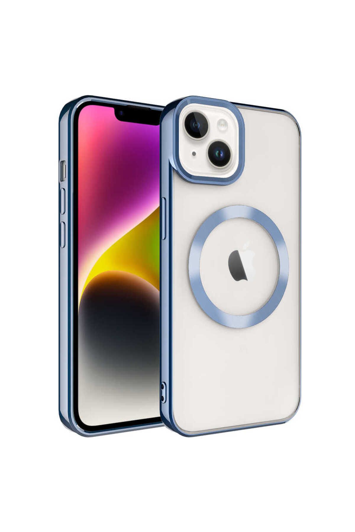 halkhouse İphone 14 Kılıf Magsafe Wireless Şarj Özellikli Renkli İnce Silikon Setro Silikon