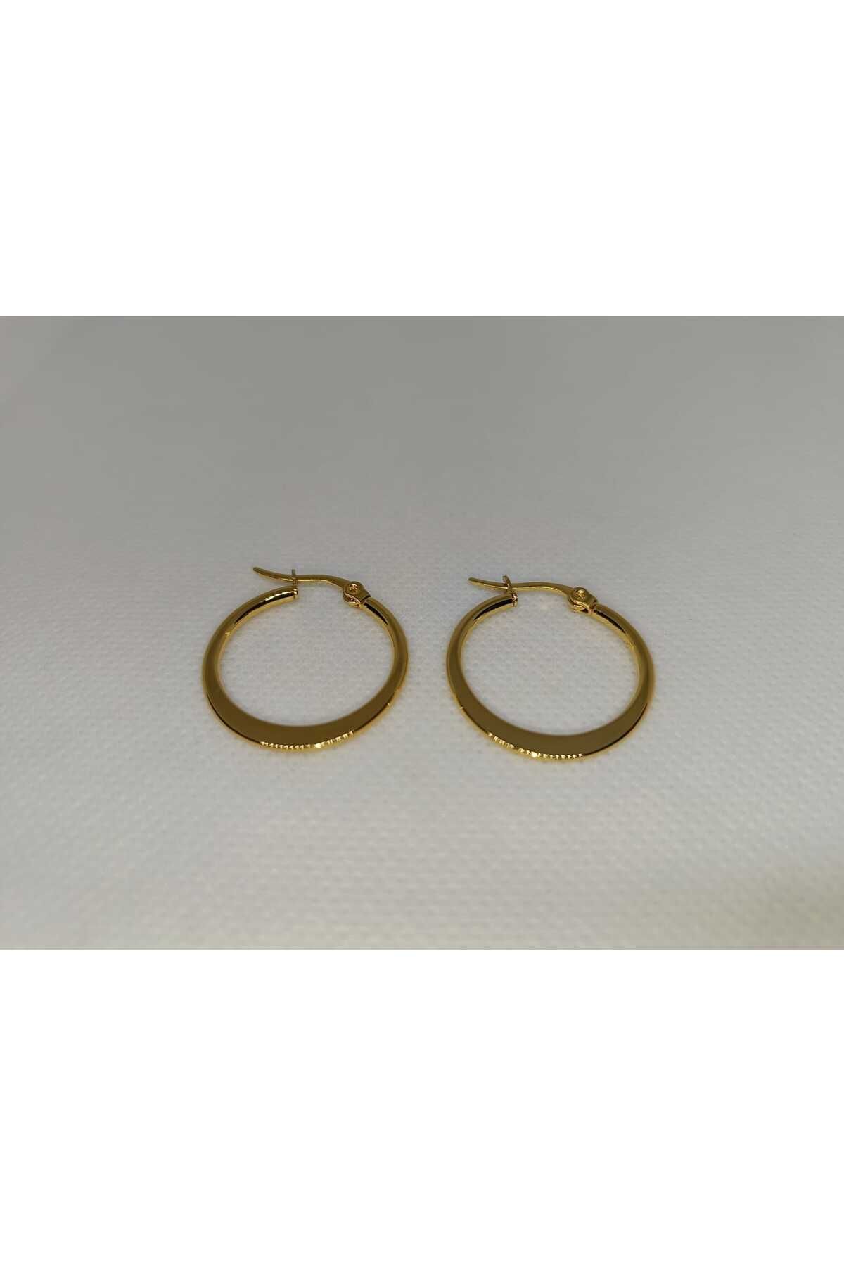 Store 316l İnci Halka Şekilli Paslanmaz Çelik Gold Küpe