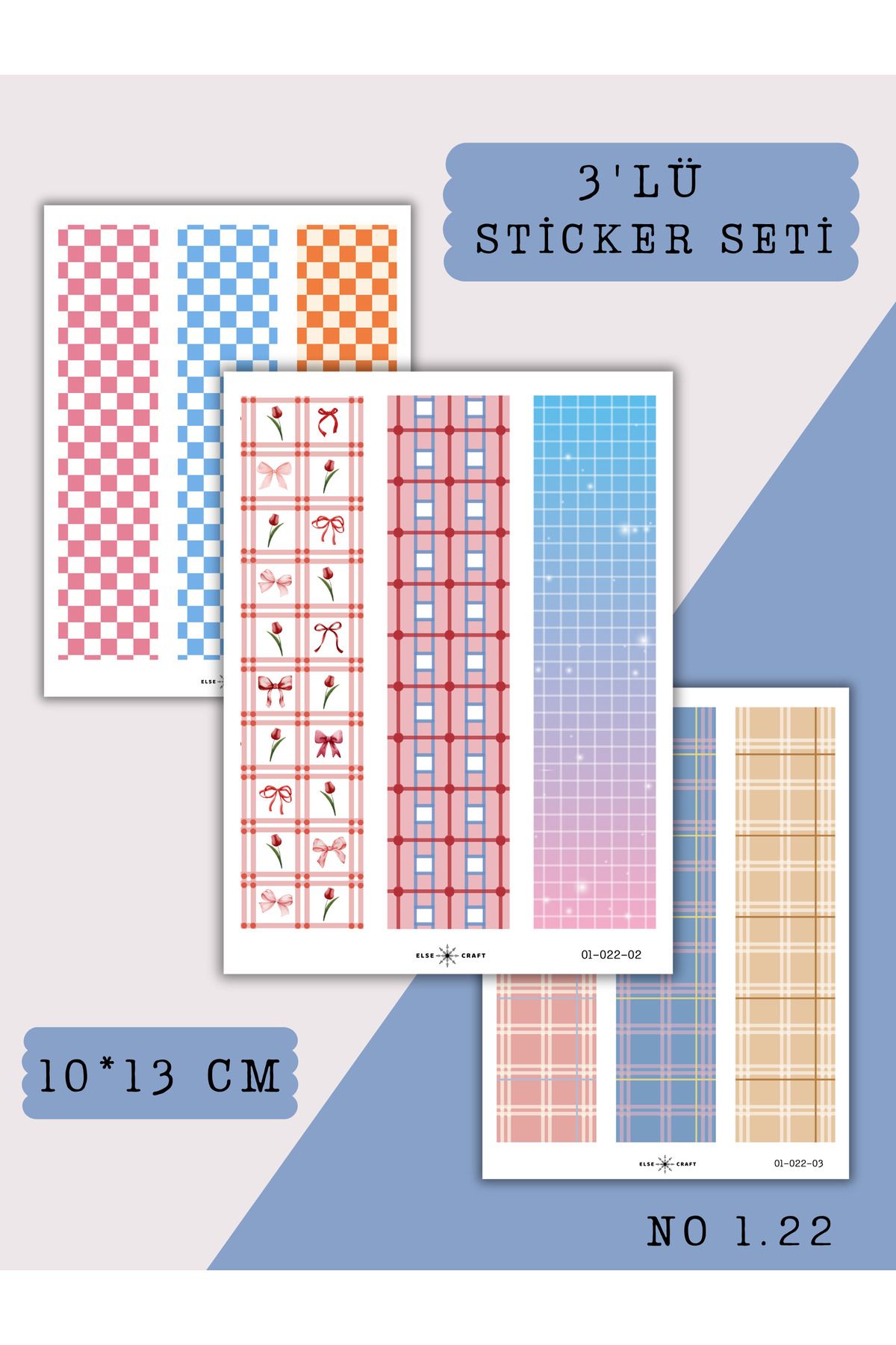 Else Craft 3'lü Washi Tape Temalı Sticker Seti No 1.22