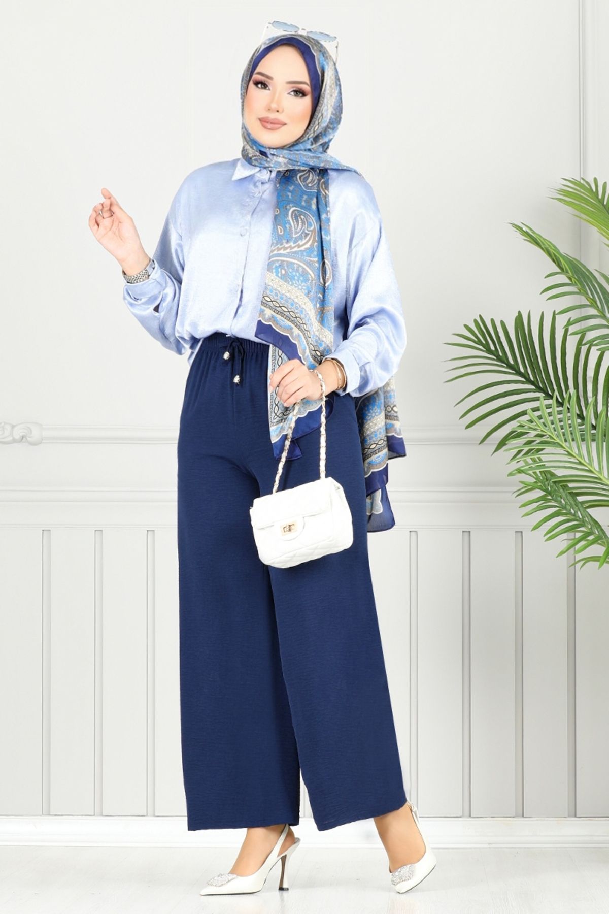 ModaMerve Beli Lastikli Aerobin Pantolon 4053PM1063-M Laci