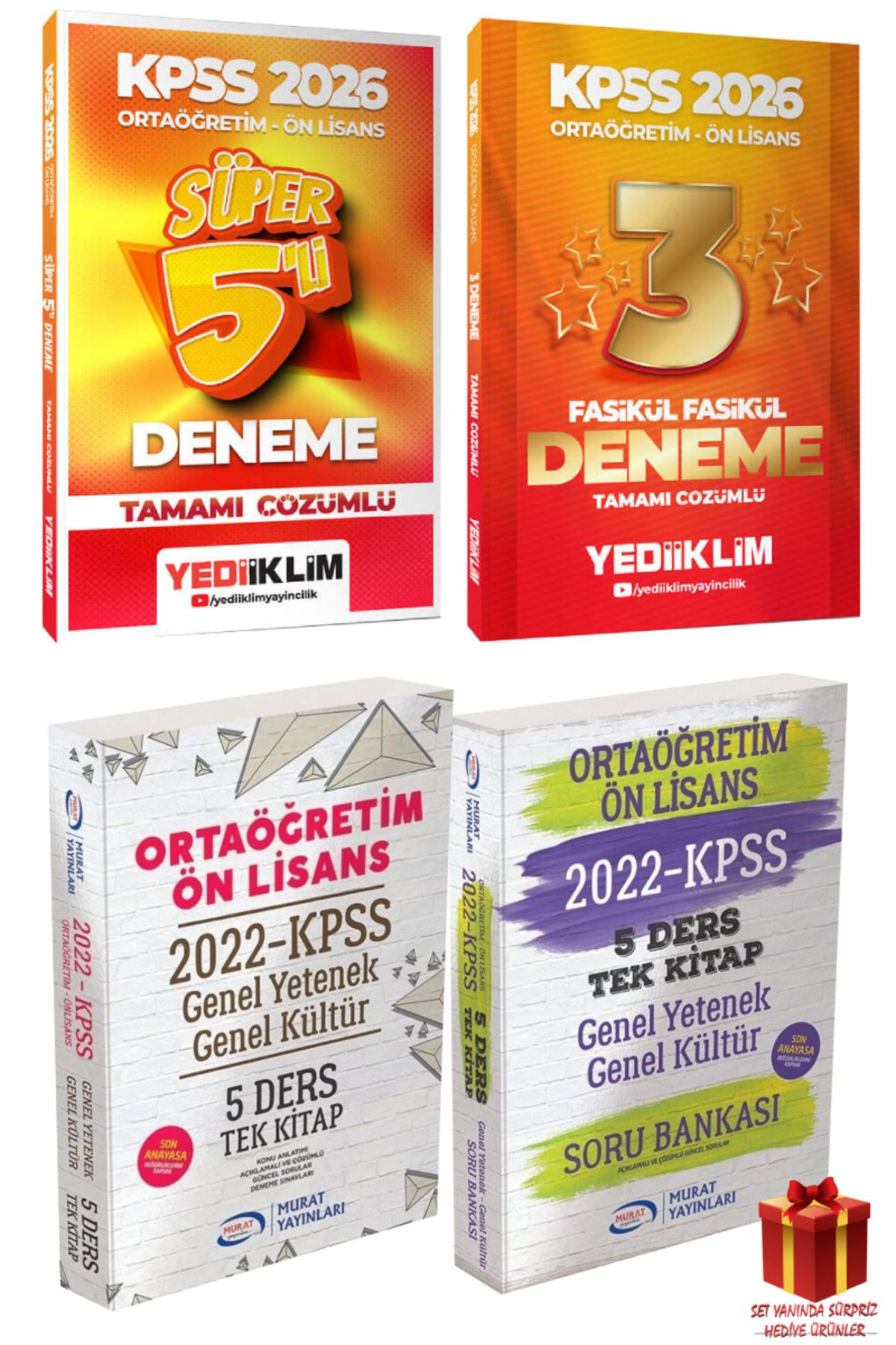 Yediiklim Yayınları 2026 Yediiklim Ortaöğretim Ön Lisans Denemeler+Murat Yayınları Konu Anlatım+Soru Bankası
