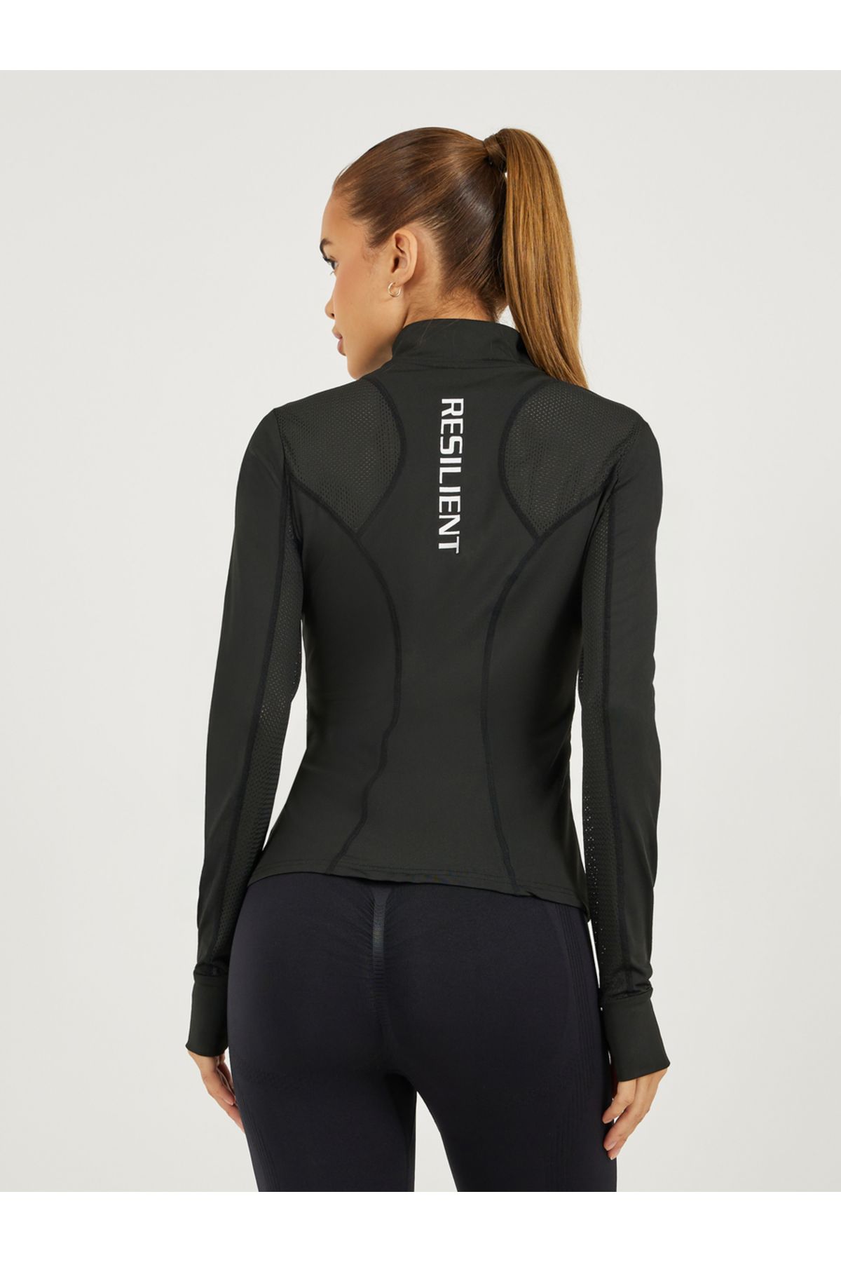 Styli-Back Slogan Print Side Panel Mesh Insert Jacket 4