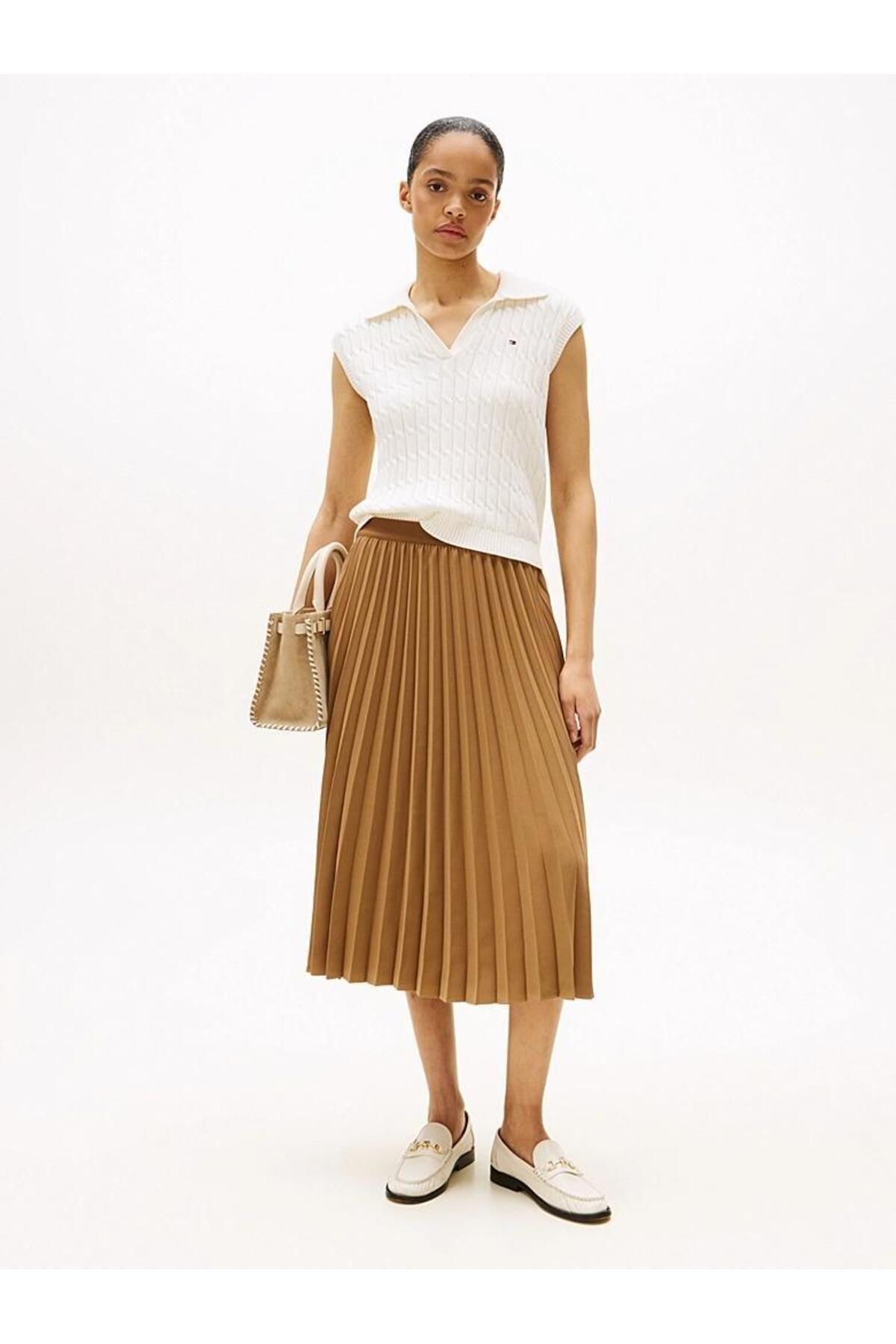 Tommy Hilfiger FLUID PLEATED PULL ON MIDI SKIRT
