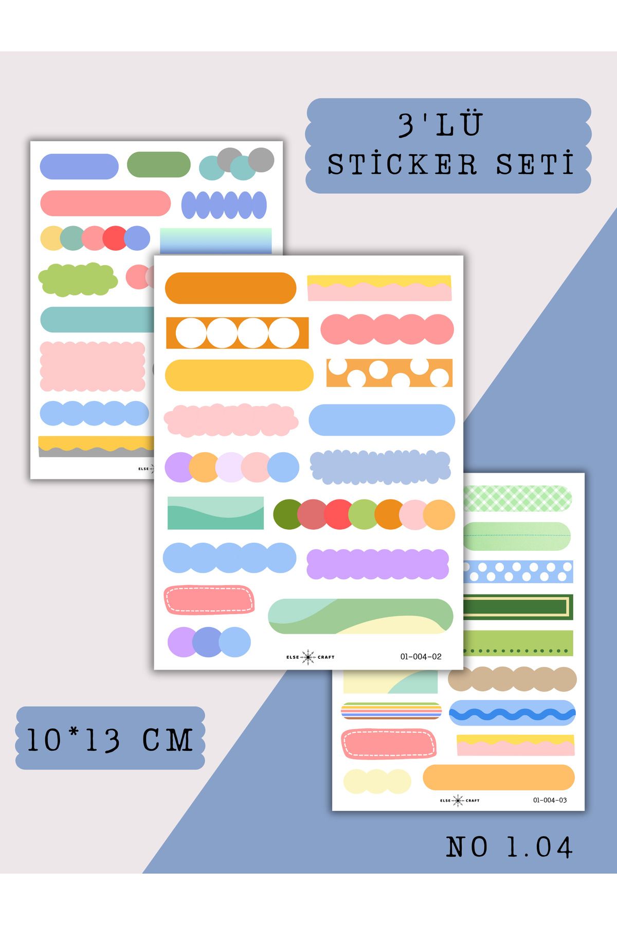 Else Craft 3'lü Pop Deco Soğuk Tonlar Temalı Sticker Seti No 1.04