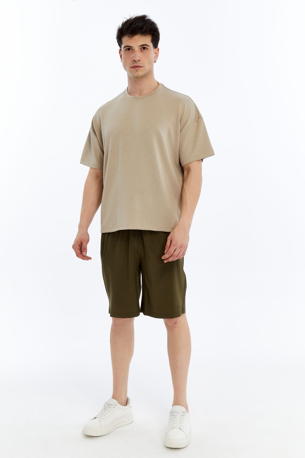 KRAVEN Erkek Modal Tişört Oversize Rahat Bol Kalıp T-Shirt Ağır Kumaş Kolay Kırışmaz Ütü Gerektirmeyen