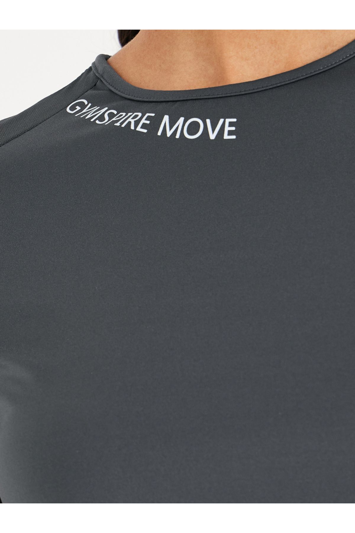 Styli-Gymspire Edition - Label Text Print Mesh Insert Short Sleeve Top 3
