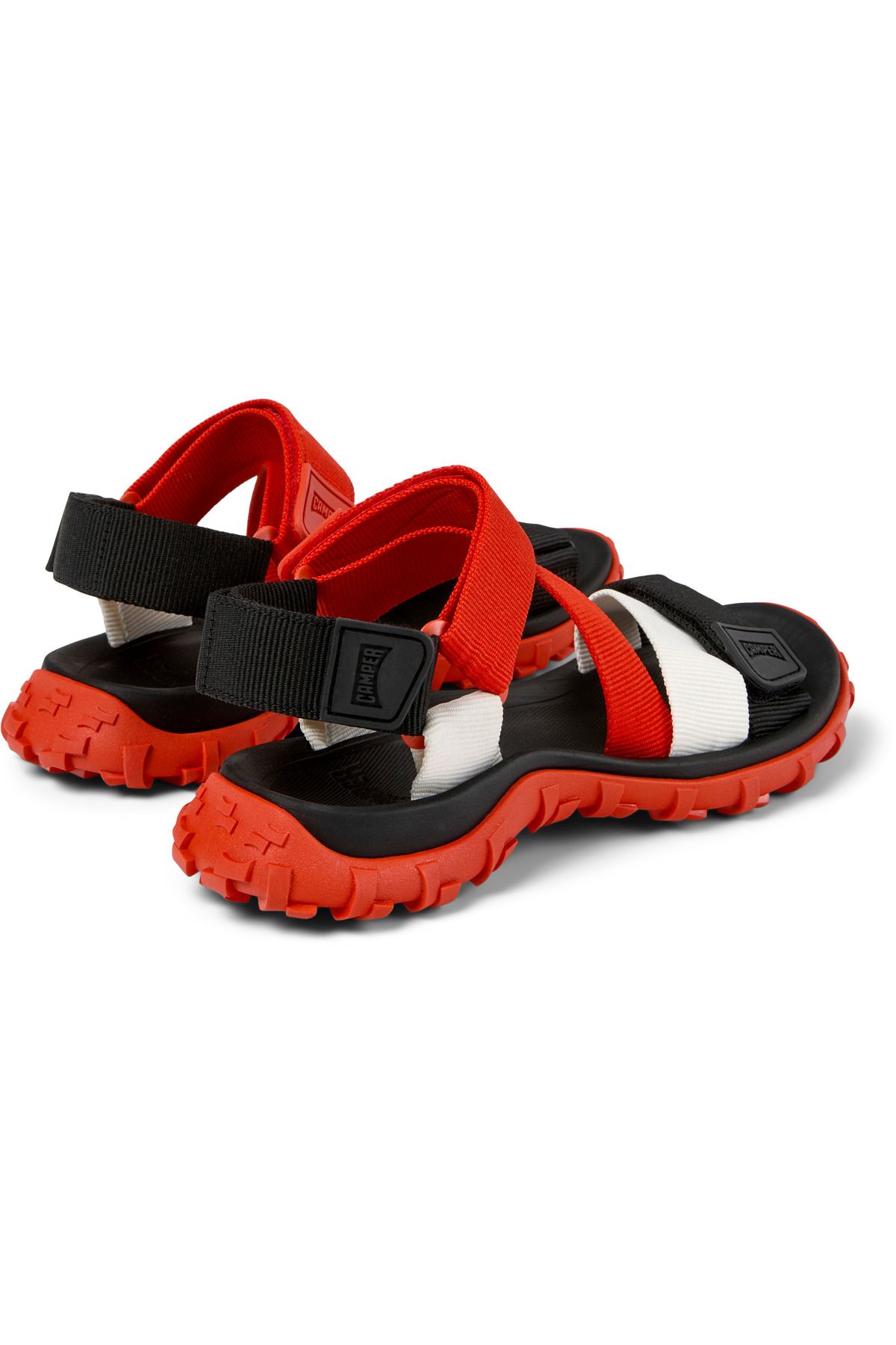 CAMPER-Women's Red Color Block Hook And Loop Sandals With Back Tie, Soft Sole DriftTrail 4