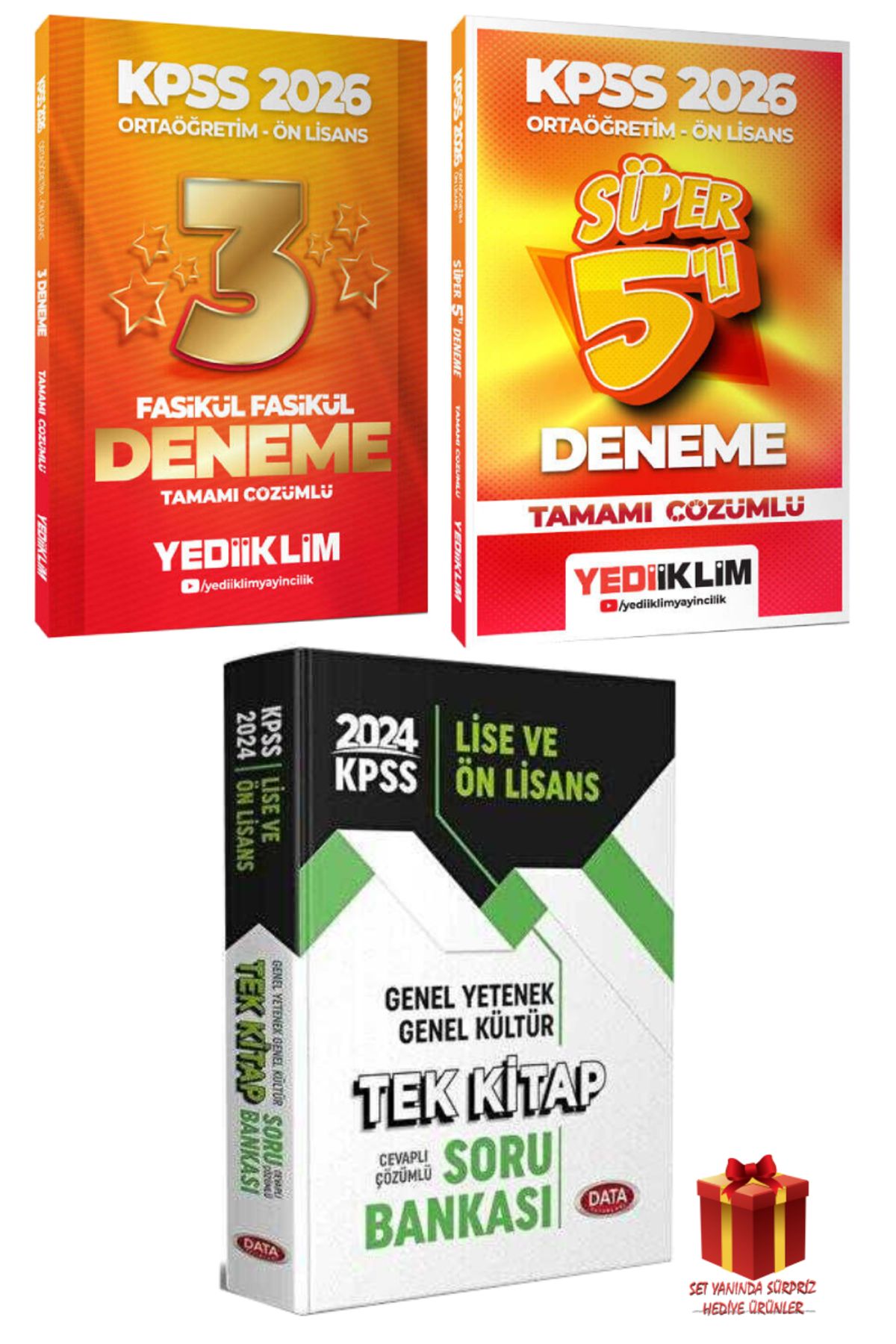 Yediiklim Yayınları 2026 Yediiklim Ortaöğretim Ön Lisans 3 Deneme+Ortaöğretim Ön Lisans 5 Deneme+Data Soru Bankası