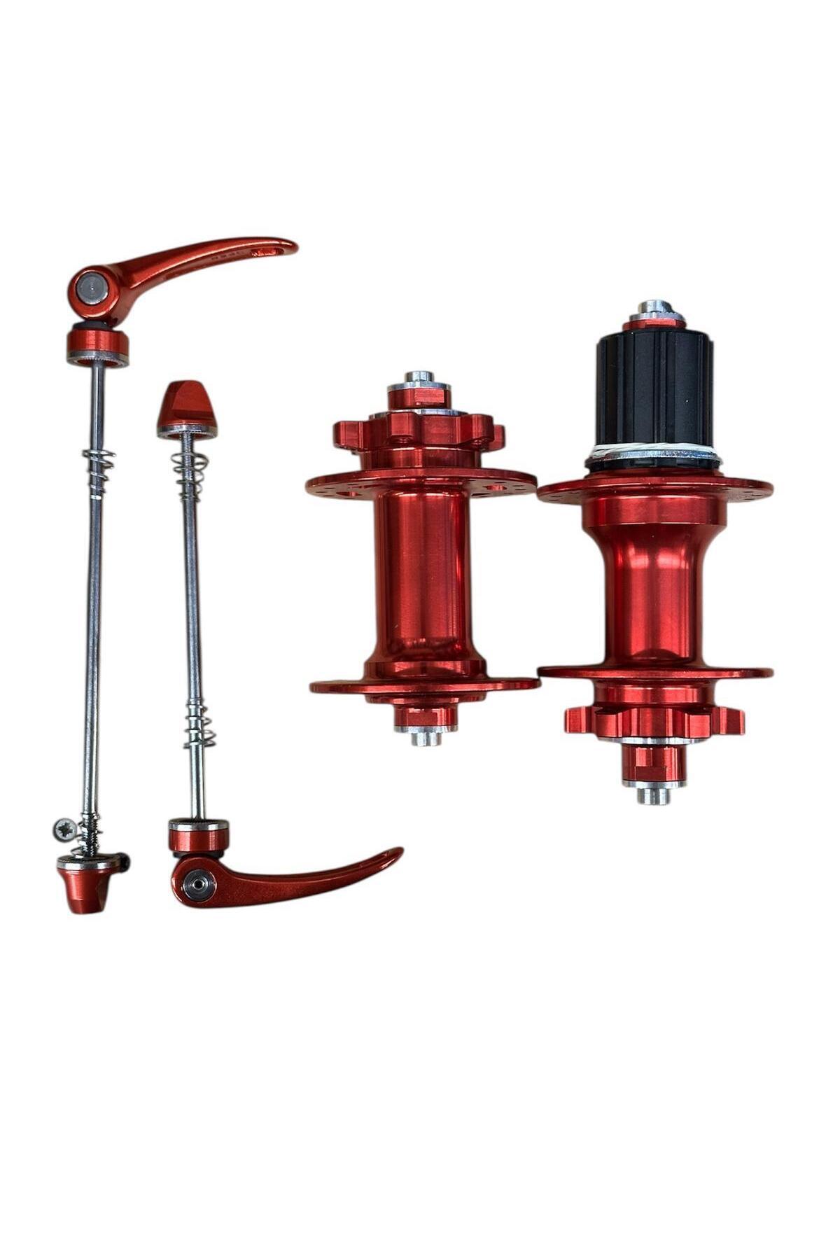 SARİSSA BİSİKLET Forte Gt Xbyc 680 Bisiklet Hub Sesli Ön Arka Kaset Göbek Seti 32 Delik 6 Vida Qr Mandal Kırmızı