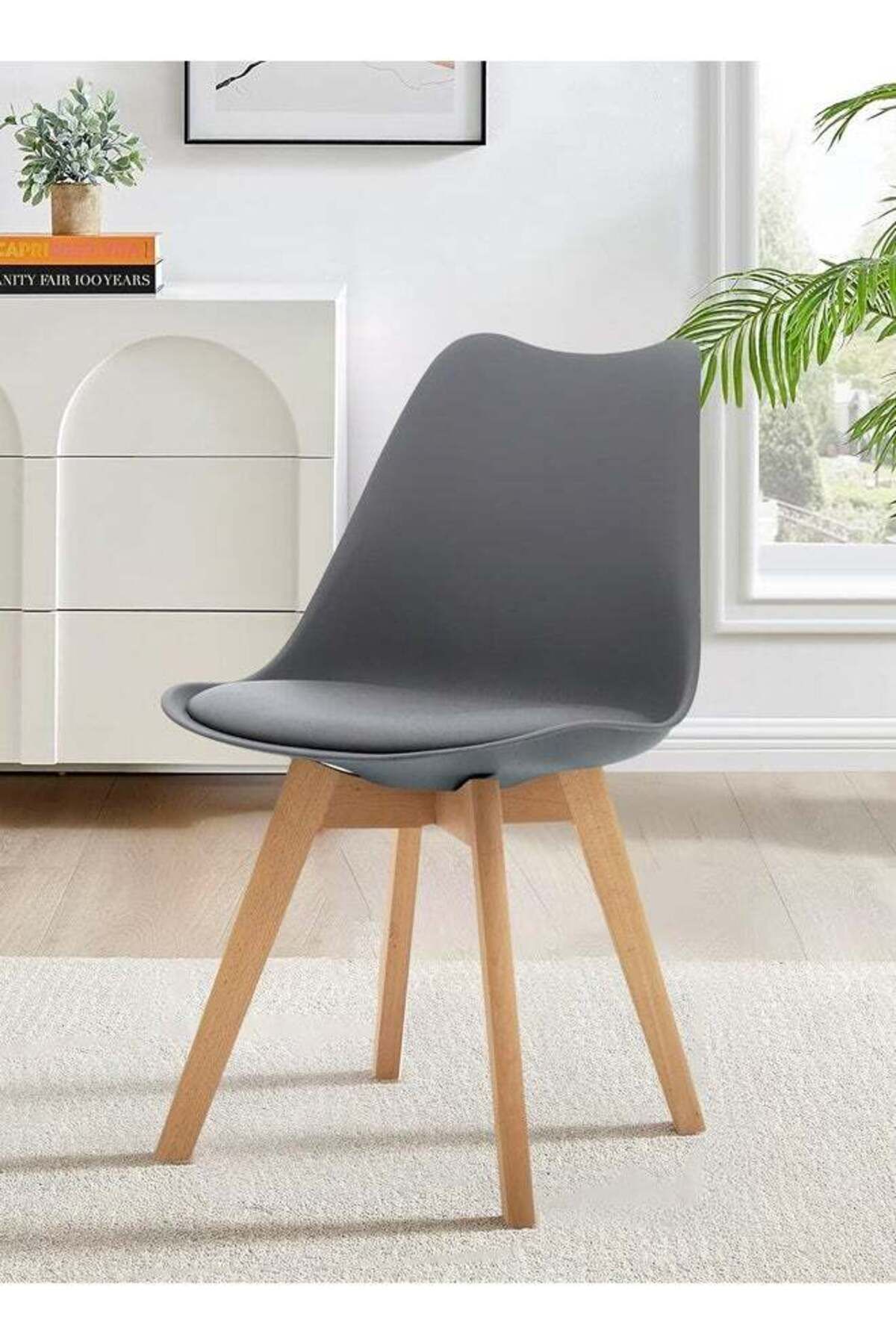 Taimi-طقم طعام من 5 قطع، طاولة من الخشب الصلب 80x80x72 سم مع 4 كراسي أنيقة رمادية اللون ومقاعد مبطنة ناعمة 2