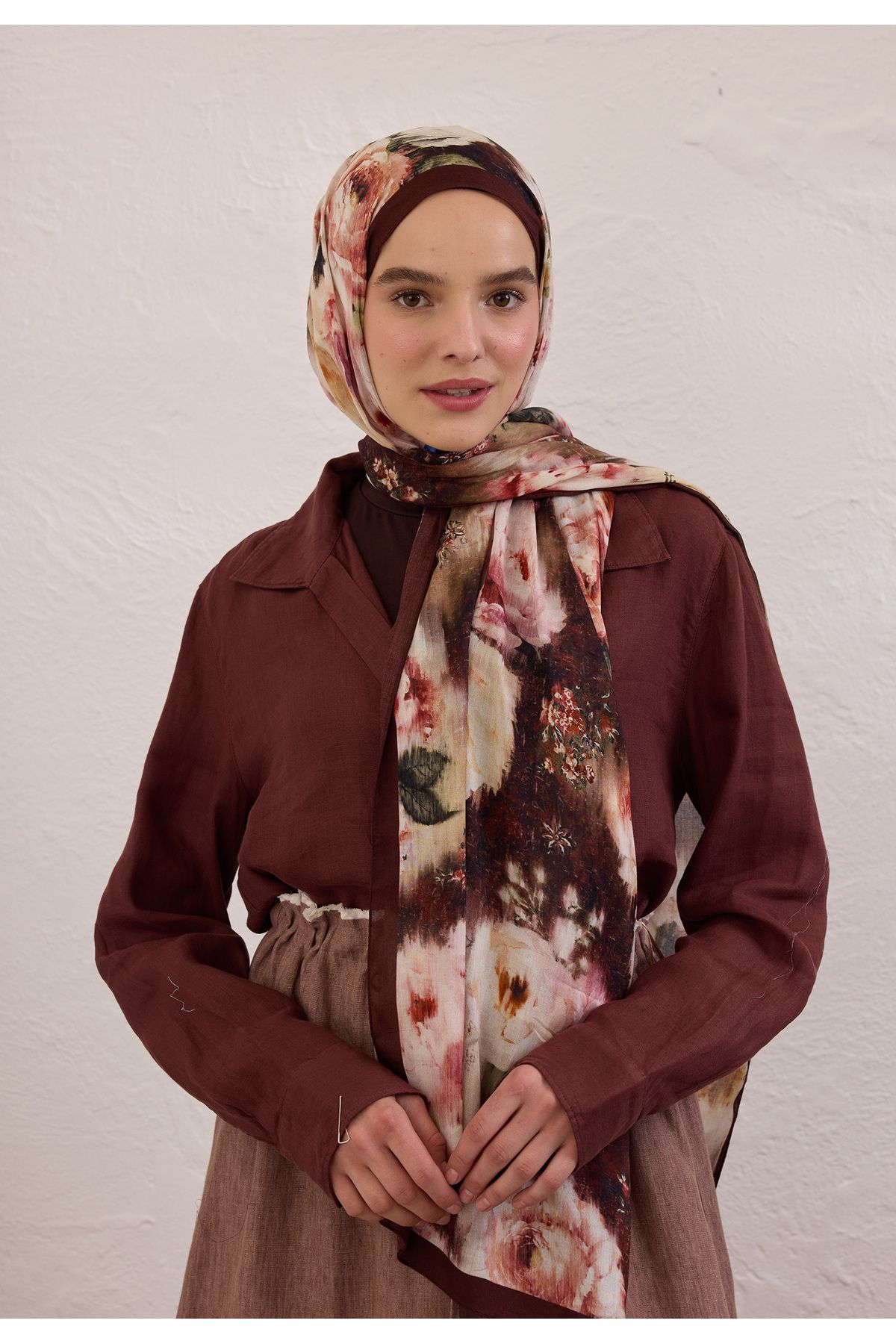 Fresh VINTAGE ROSE DESEN RAMİ ŞAL BORDO