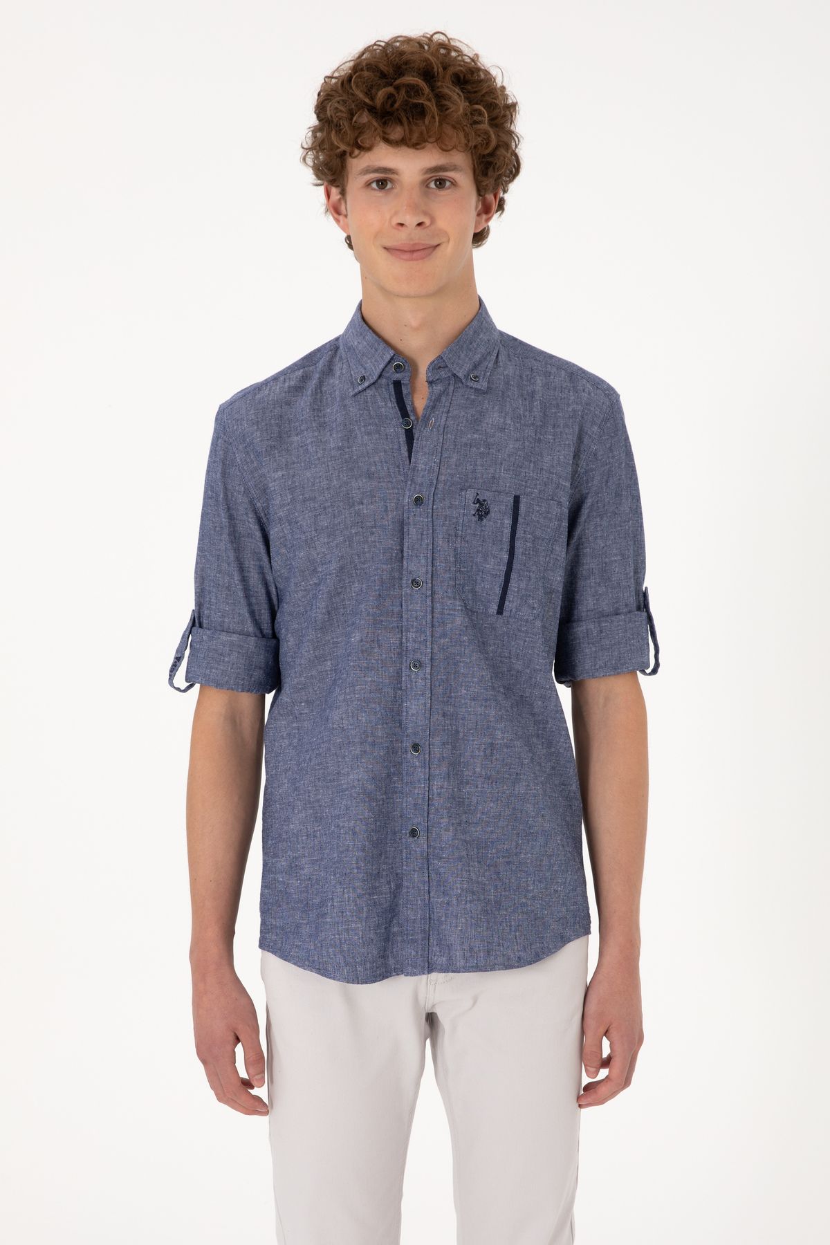 U.S. Polo Assn. Erkek Lacivert Uzun Kollu Gömlek 50300226-VR033