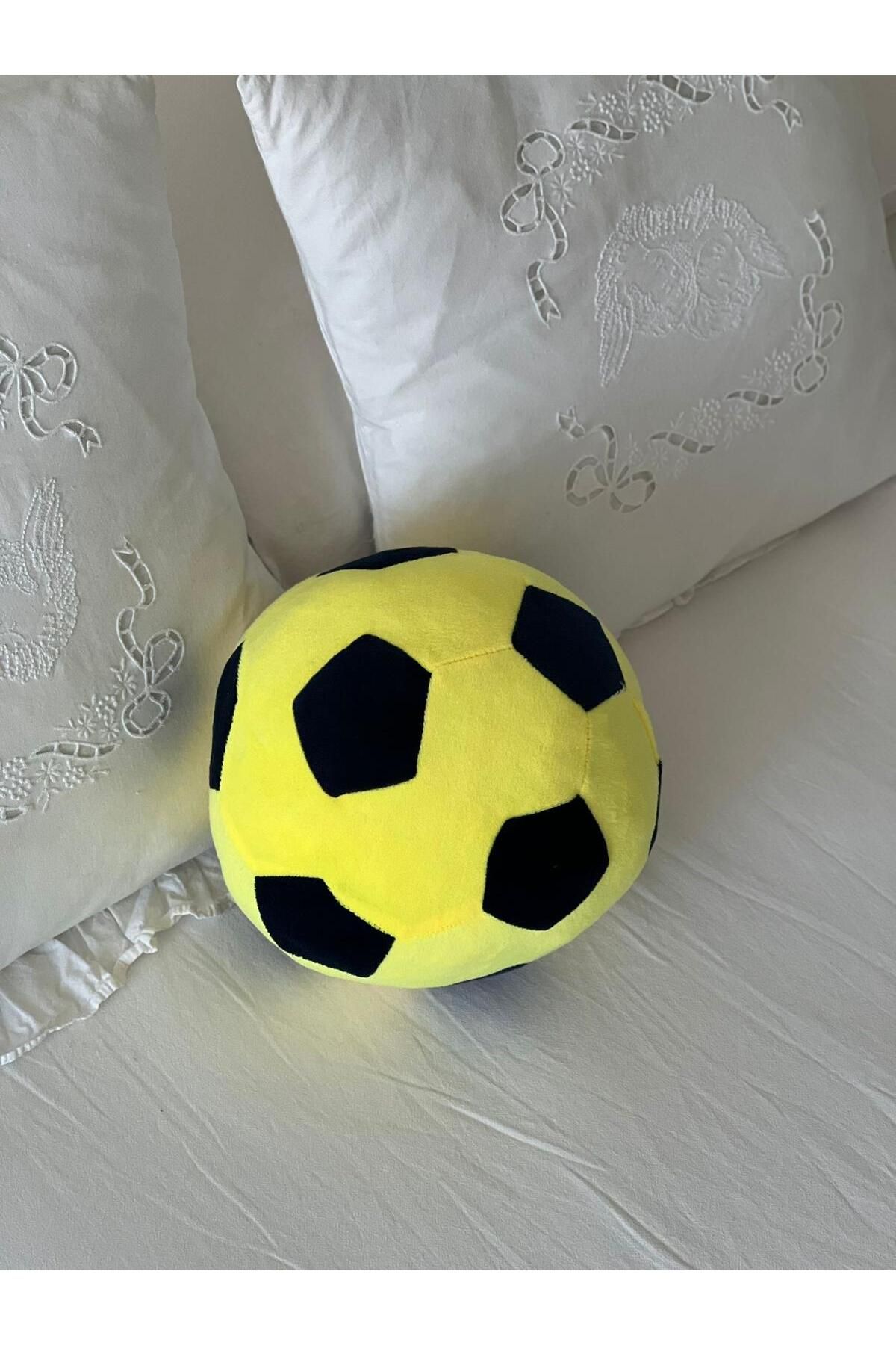 MR.Frenks Çocuk Taraftar Futbol Topu Oyun Arkadaşı Peluş Yastık Fosfor Sarı&Lacivert 22 cm