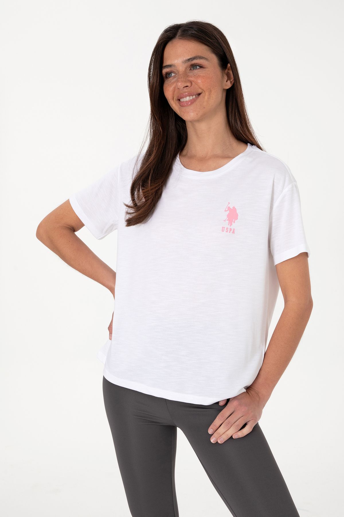 U.S. Polo Assn. Kadın Beyaz Bisiklet Yaka Tişört 50300703-VR013
