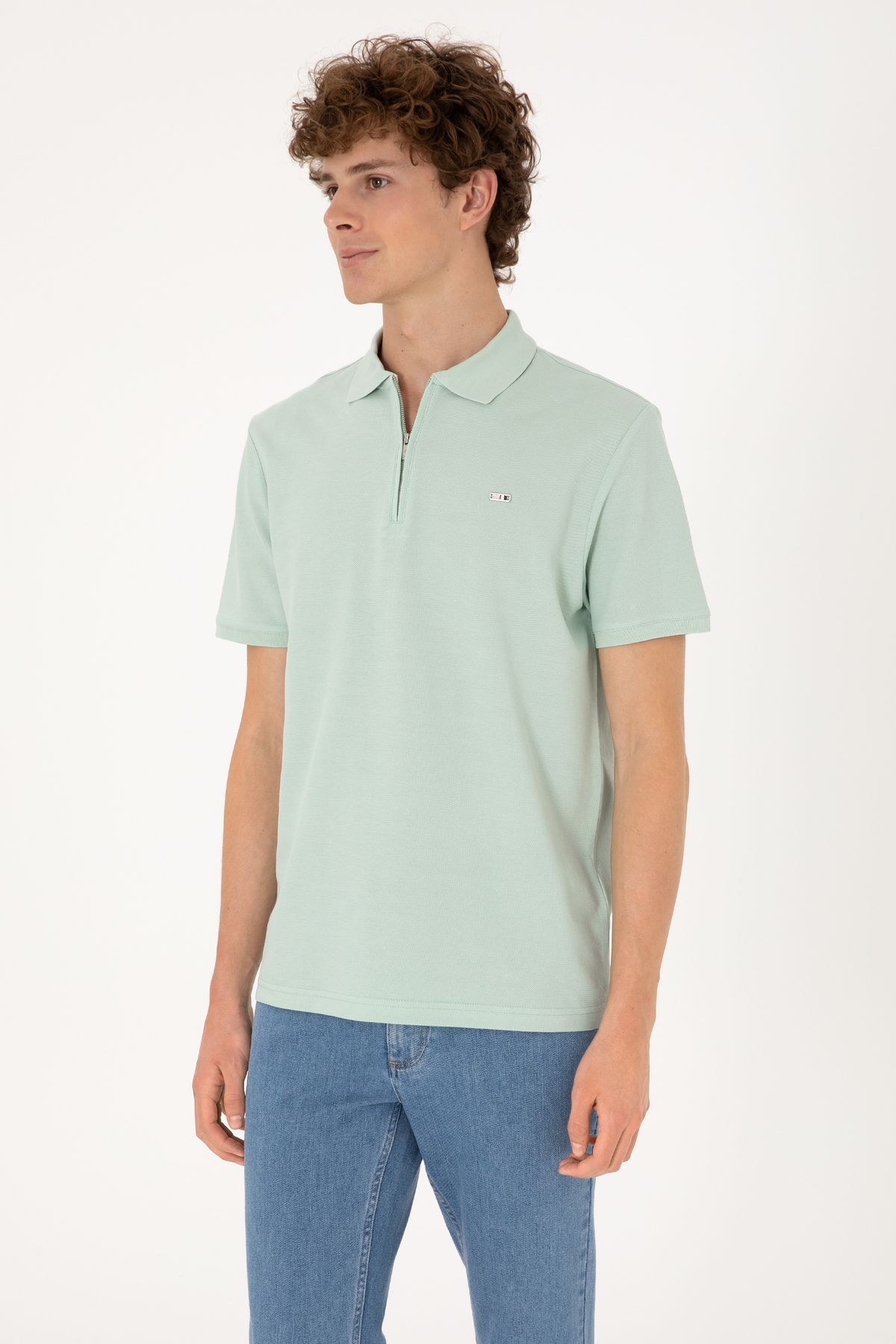 U.S. Polo Assn. Erkek Su Yeşili Tişört 50306836-VR048